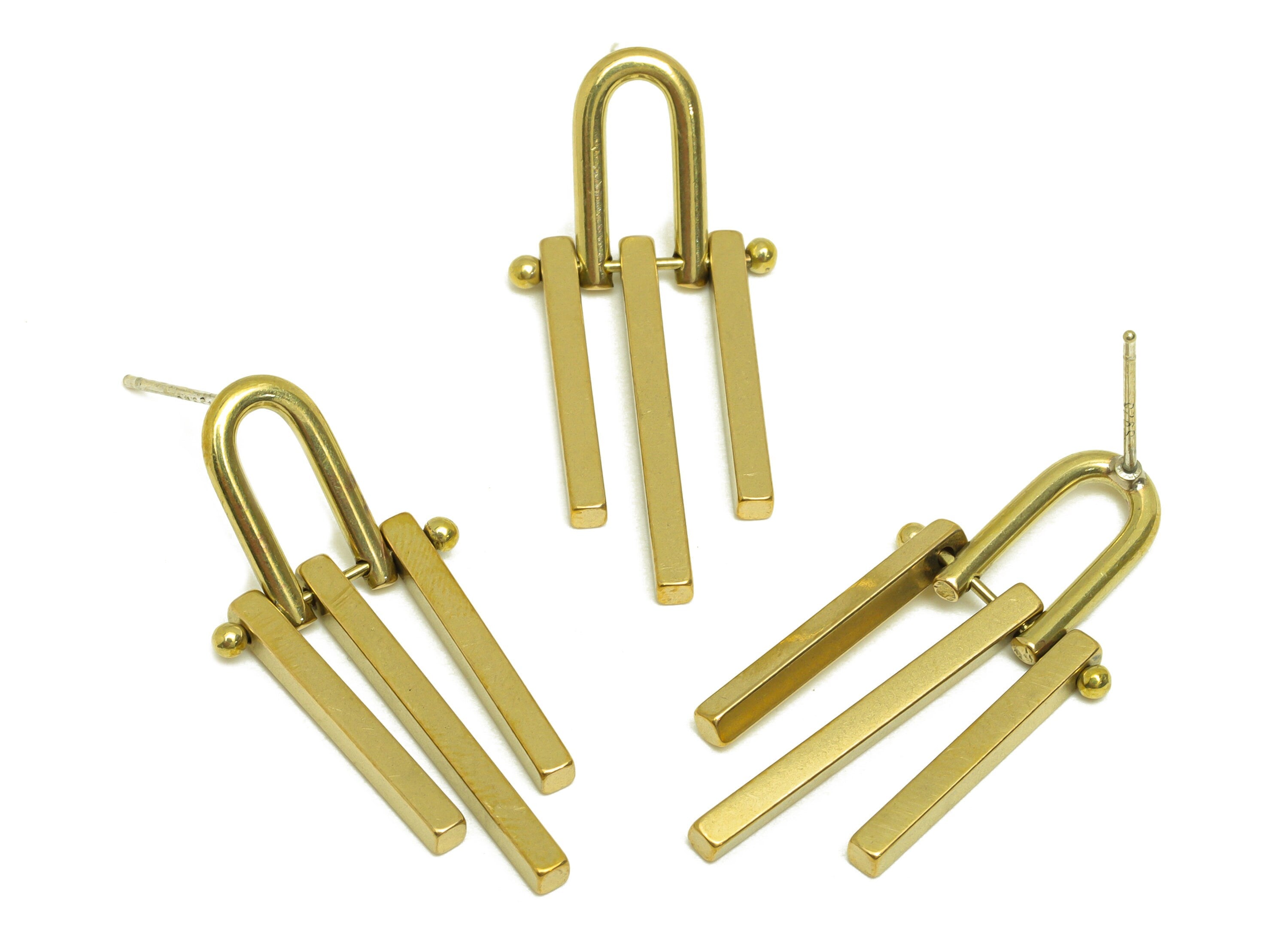 Brass Domed Earring Stud - Raw Brass Tassel Earring Post - Brass Tassel Wire Earring Stud- Tassel Dangel Post - 32.8x15x2mm - PP10620 - DOMEDBAZAAR