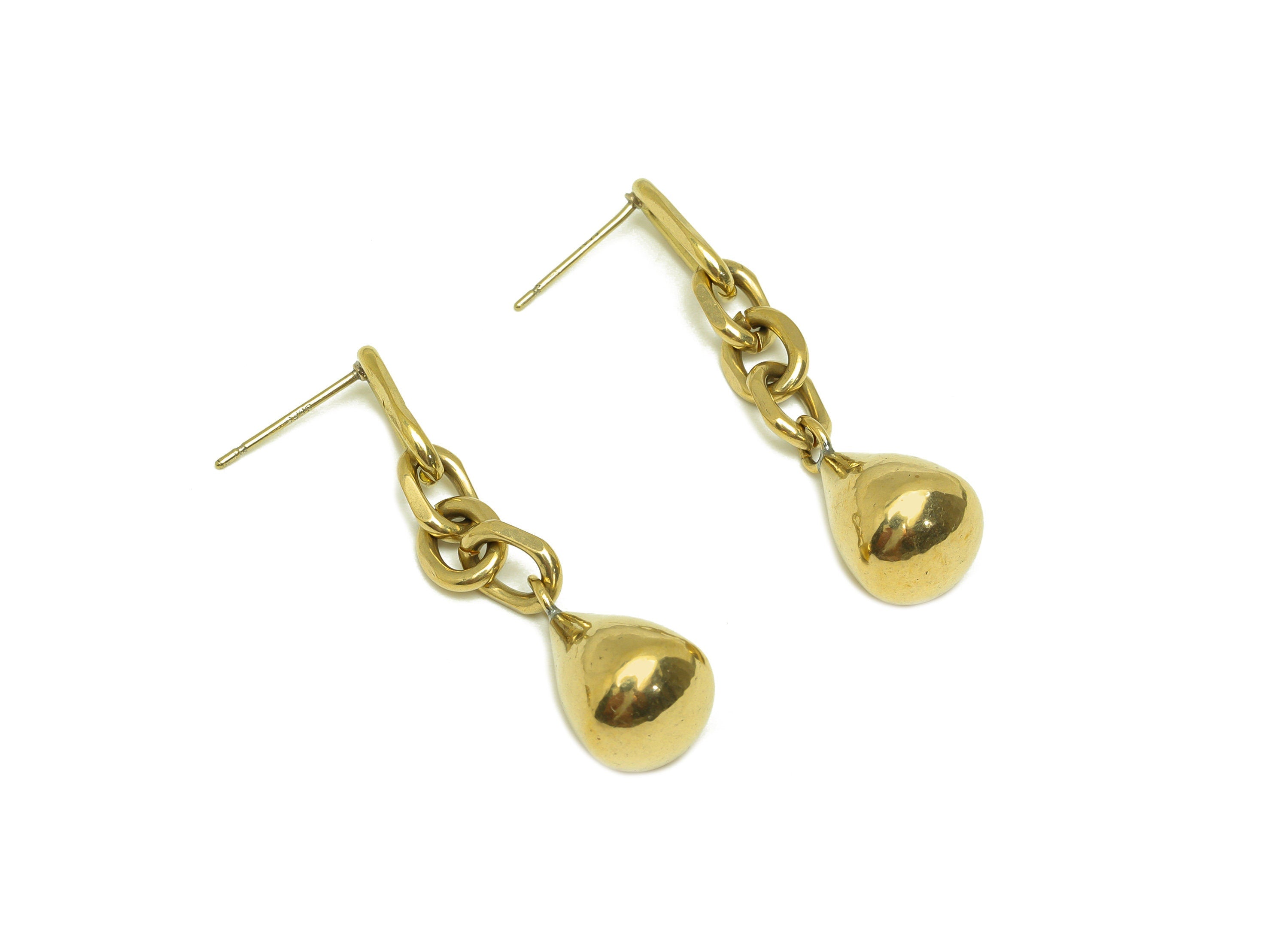 Brass Chain Earring Stud - Raw Brass Chian Drop Earring Post - Brass Dangle Chain Teardrop Earring Stud - Dangel Post - 42x9x9mm - PP10594 - DOMEDBAZAAR