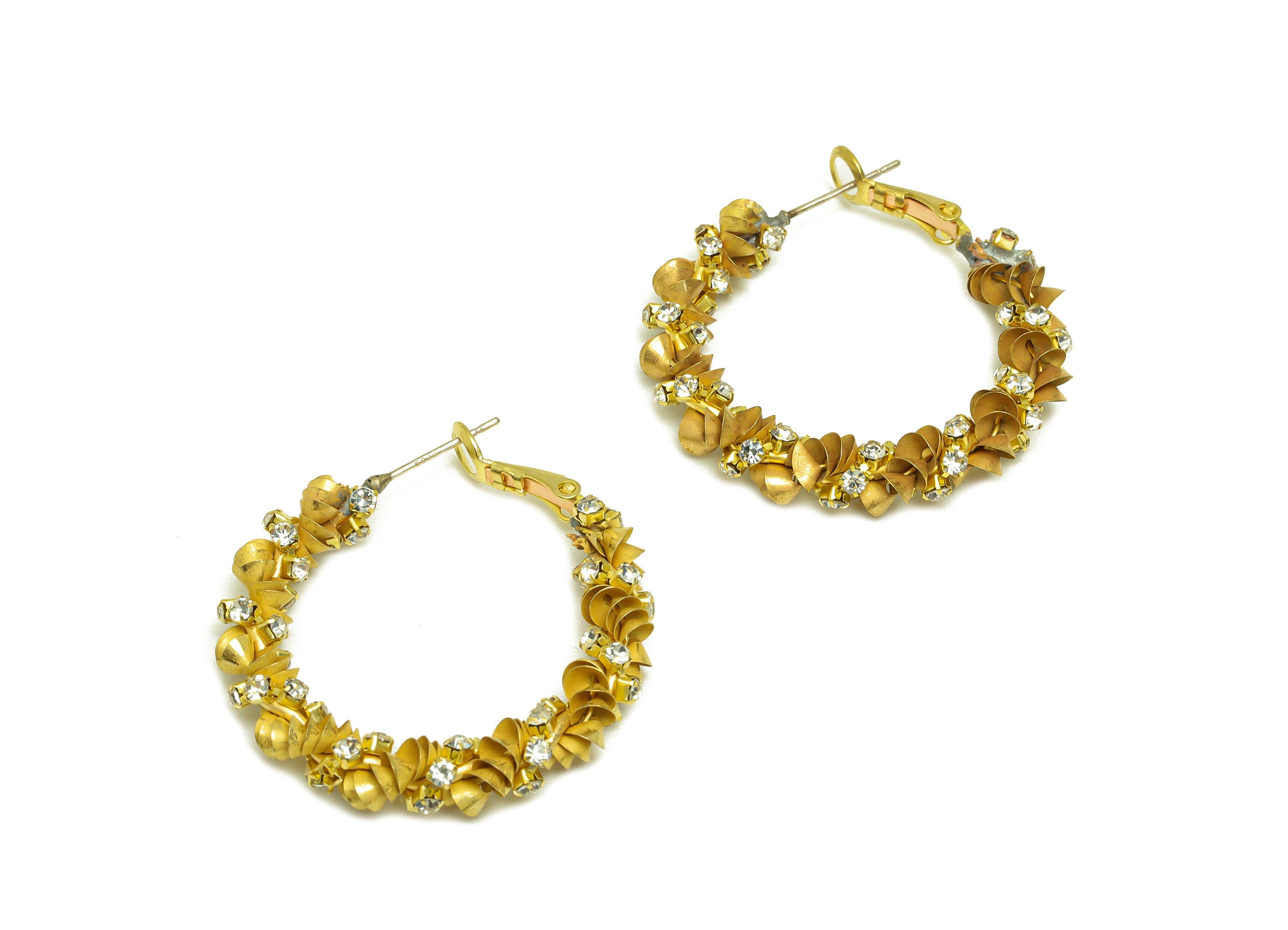 Brass CZ Hoop Earring - Raw Brass Clasp Chian Zircon Earring - Brass Hoop Clasp Earring - Cubic Zircon Clasp - 34x33x5mm - PP10610 - DOMEDBAZAAR
