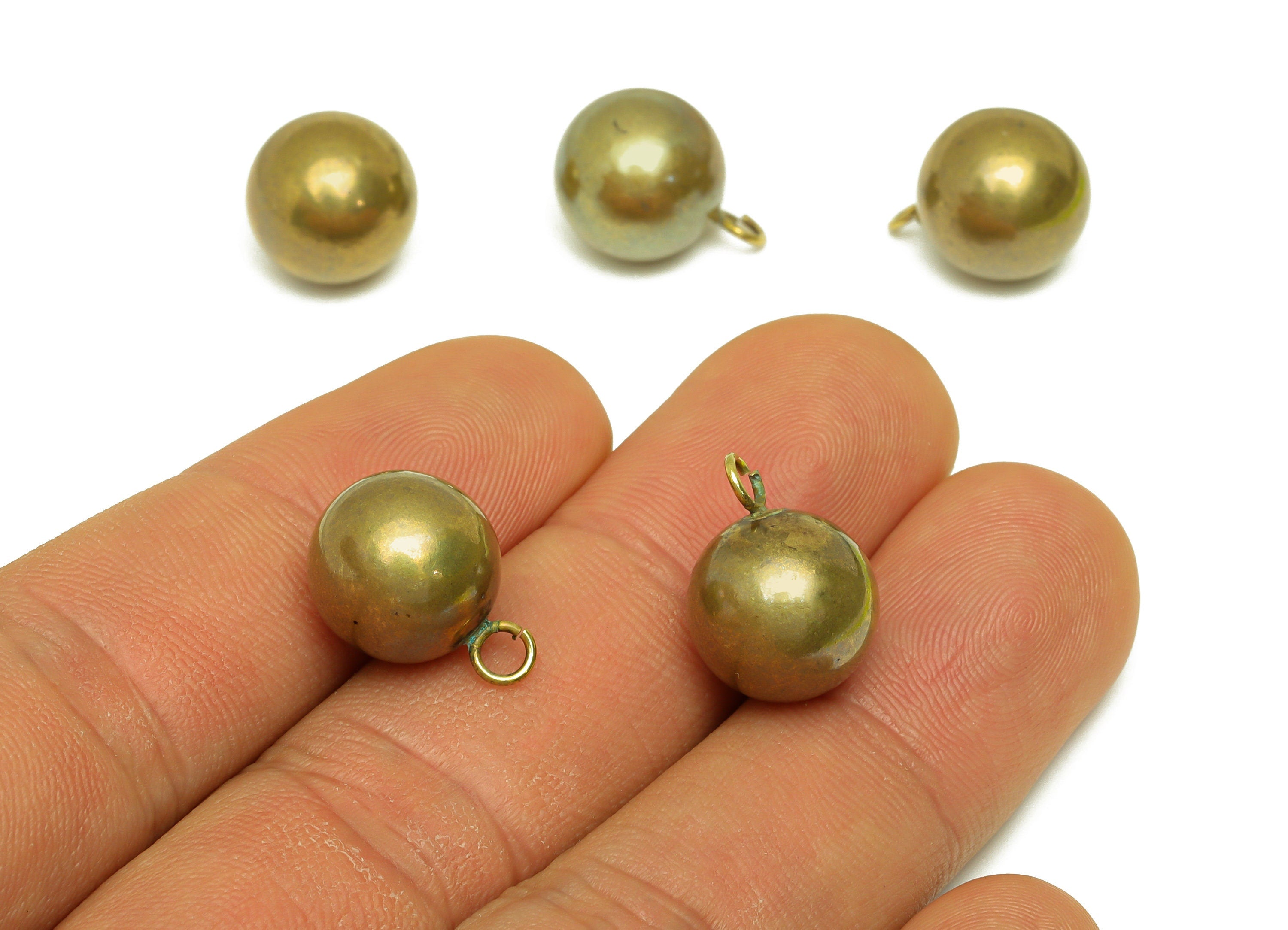 12mm Brass Ball Earring Charm - Raw Brass Ball Earring Charms - Brass Ball Pendant - Earring Finding - Jewelry Making - 12x12x12mm - PP10561 - DOMEDBAZAAR