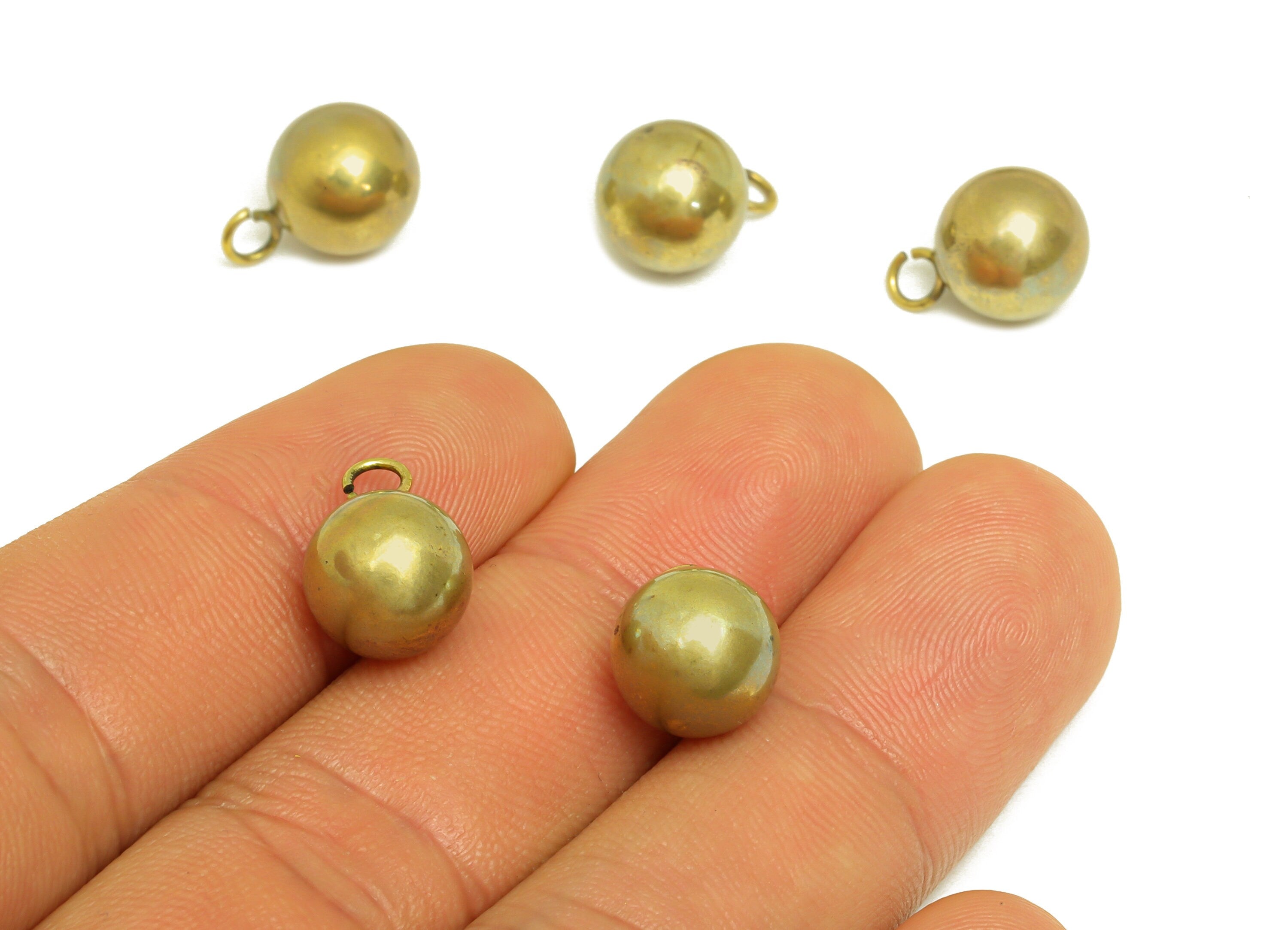 10mm Brass Ball Earring Charm - Raw Brass Ball Earring Charms - Brass Ball Pendant - Earring Finding - Jewelry Making - 10x10x10mm - PP10560 - DOMEDBAZAAR