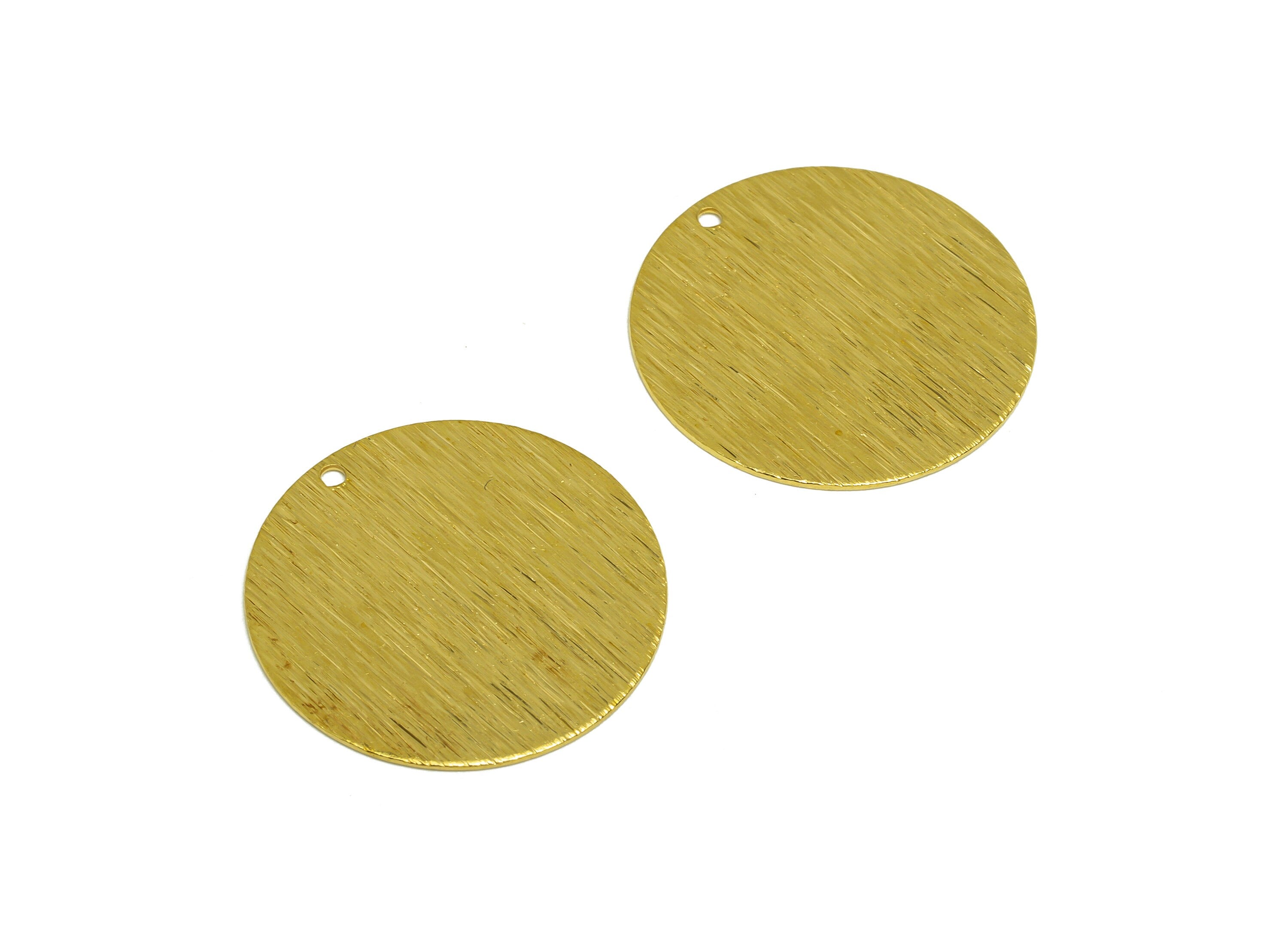 Brass Round Earring Charm - Raw Brass Textured Round Earring Charms - Brass Circle Pendant - Earring Finding - 25x25x0.65mm - PP10628 - DOMEDBAZAAR
