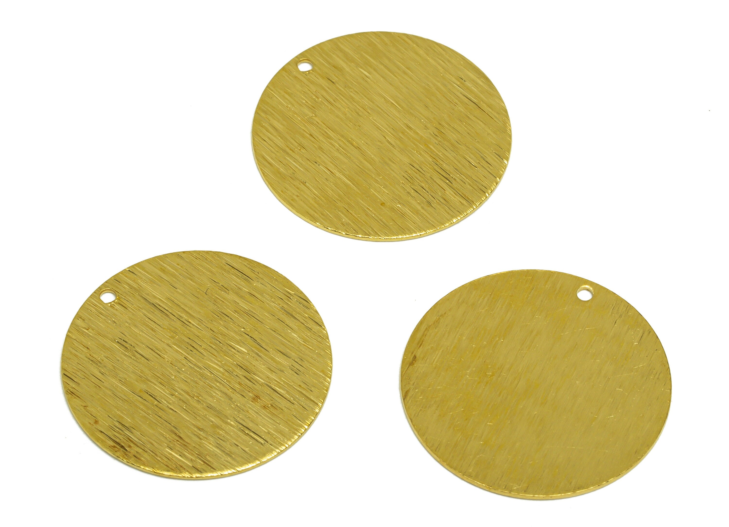 Brass Round Earring Charm - Raw Brass Textured Round Earring Charms - Brass Circle Pendant - Earring Finding - 25x25x0.65mm - PP10628 - DOMEDBAZAAR