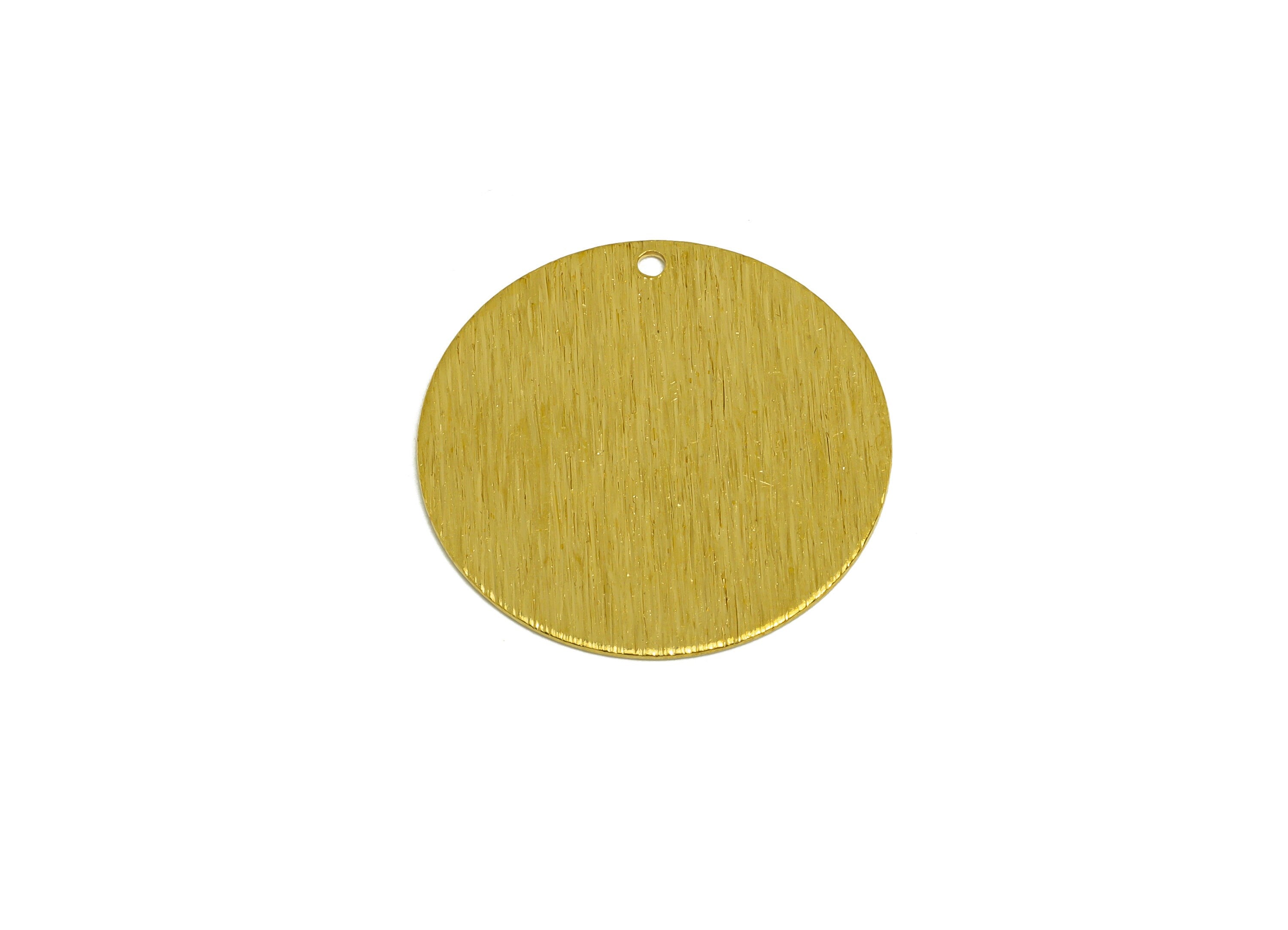 Brass Round Earring Charm - Raw Brass Textured Round Earring Charms - Brass Circle Pendant - Earring Finding - 25x25x0.65mm - PP10628 - DOMEDBAZAAR