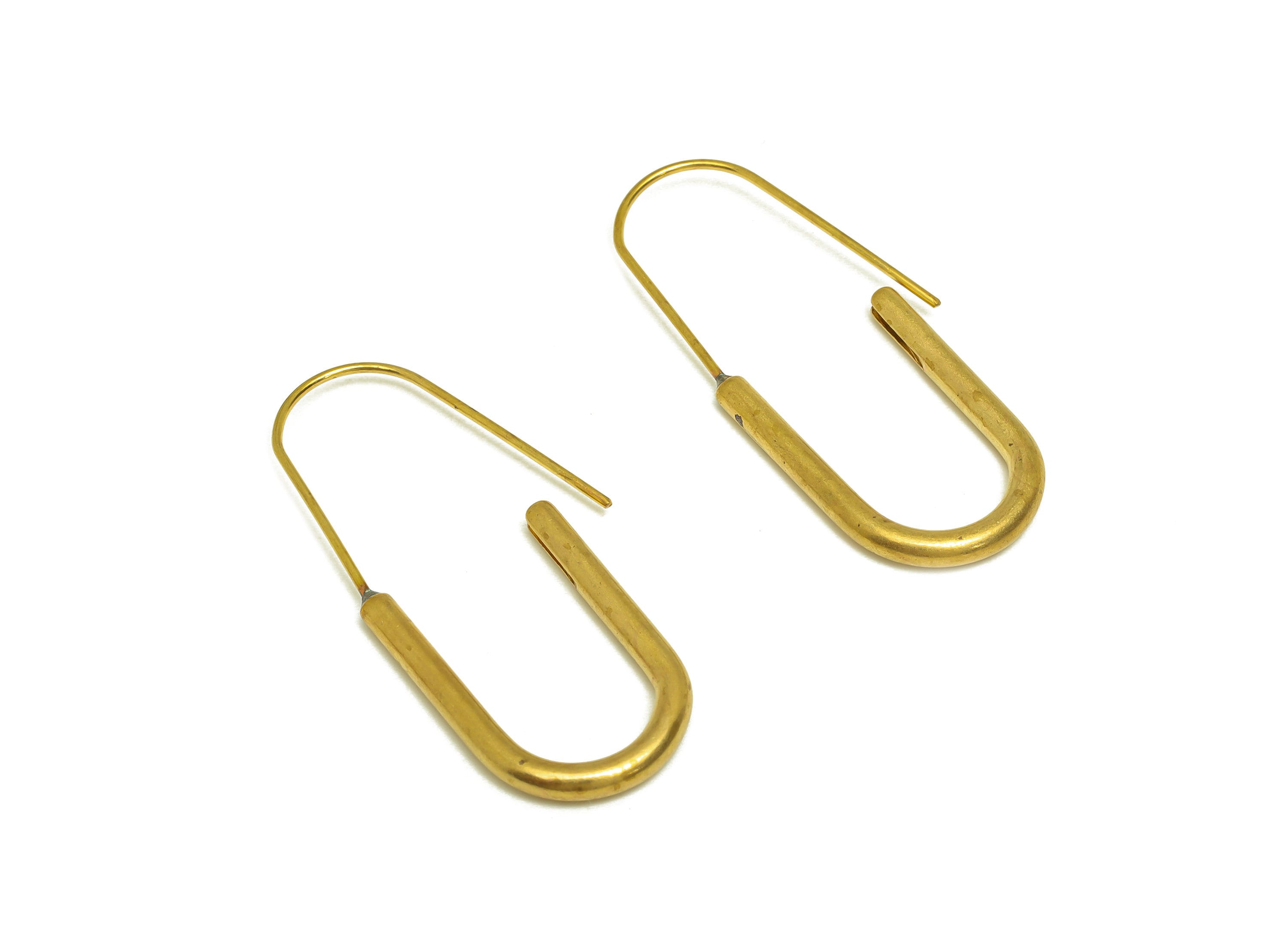 Brass Hoop Earring Wire - Raw Brass U Ear Wire - Brass Hoop Ear Wire - Brass Geometry Ear Wire - Earring Finding - 39x15x2.5mm - PP10567 - DOMEDBAZAAR