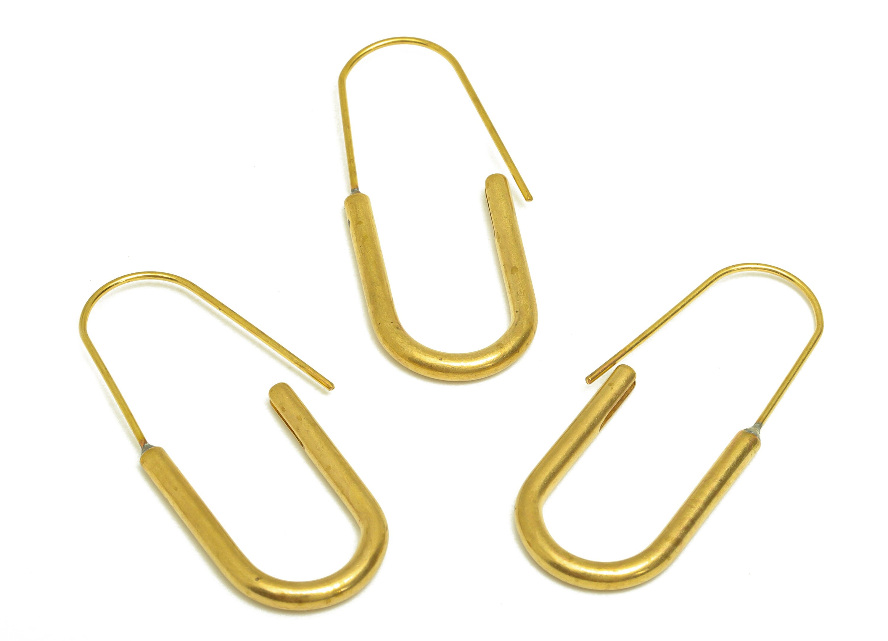 Brass Hoop Earring Wire - Raw Brass U Ear Wire - Brass Hoop Ear Wire - Brass Geometry Ear Wire - Earring Finding - 39x15x2.5mm - PP10567 - DOMEDBAZAAR