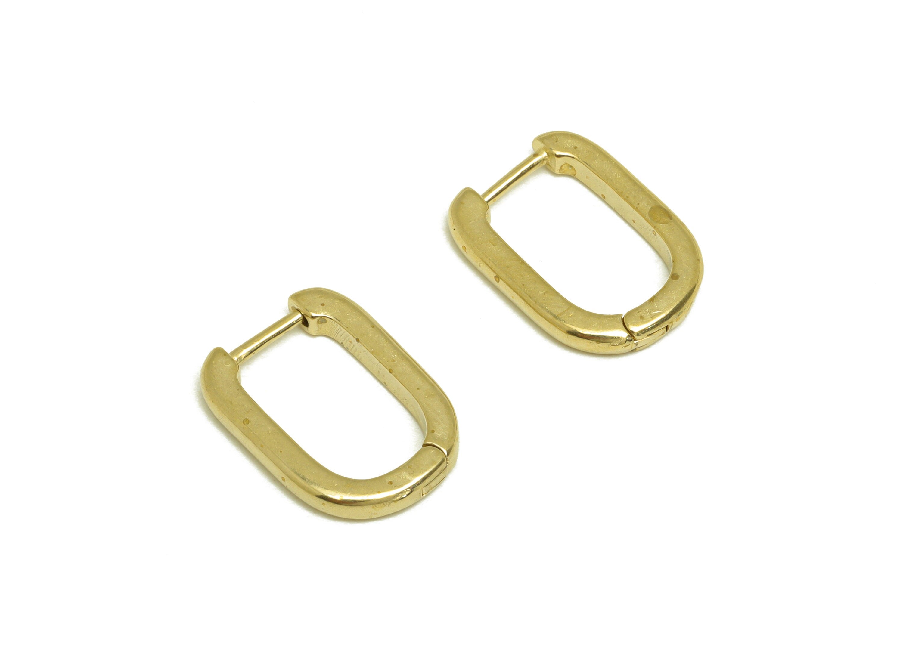 Brass Oval Rectangle Hoop Earring - Raw Brass Huggie Hoop Earring - Brass Geometry Huggie Hoop - Huggie Hoop - 16x11.5x2.2mm - PP10623 - DOMEDBAZAAR