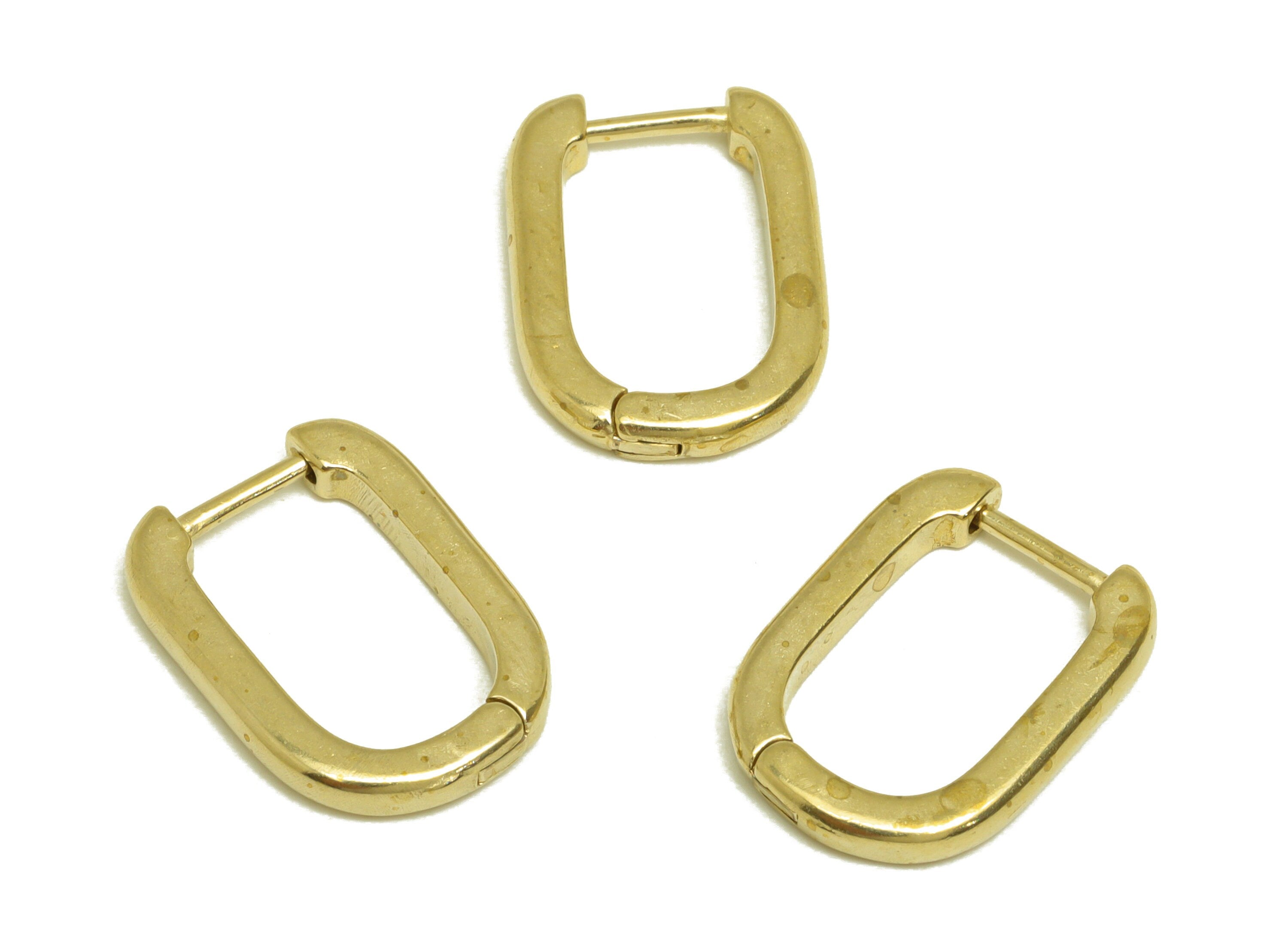 Brass Oval Rectangle Hoop Earring - Raw Brass Huggie Hoop Earring - Brass Geometry Huggie Hoop - Huggie Hoop - 16x11.5x2.2mm - PP10623 - DOMEDBAZAAR