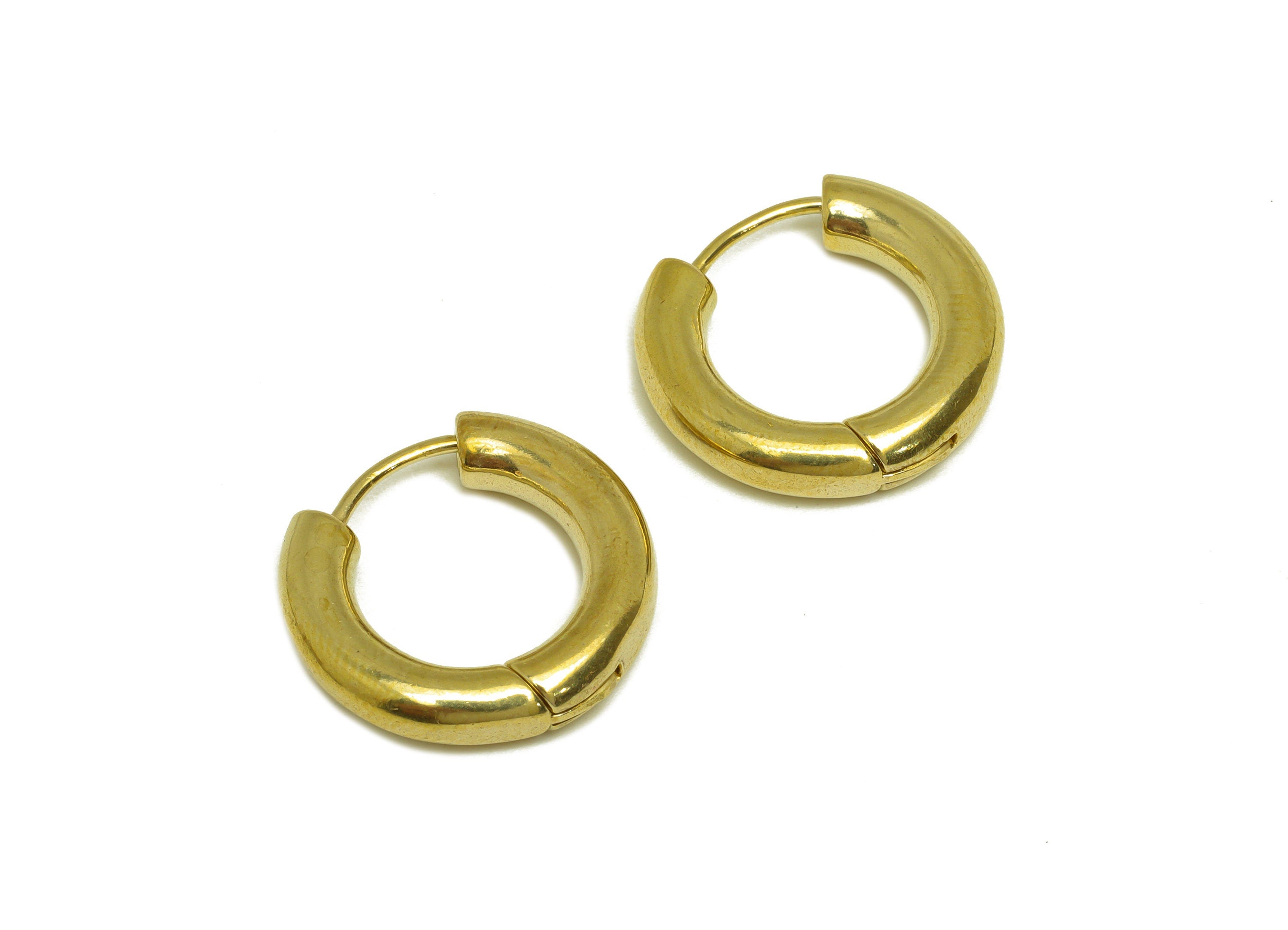 Brass Round Hoop Earring - Raw Brass Thick Huggie Hoop Earring - Brass Geometry Huggie Hoop - Huggie Hoop - 21x20.4x4.1mm - PP10625 - DOMEDBAZAAR