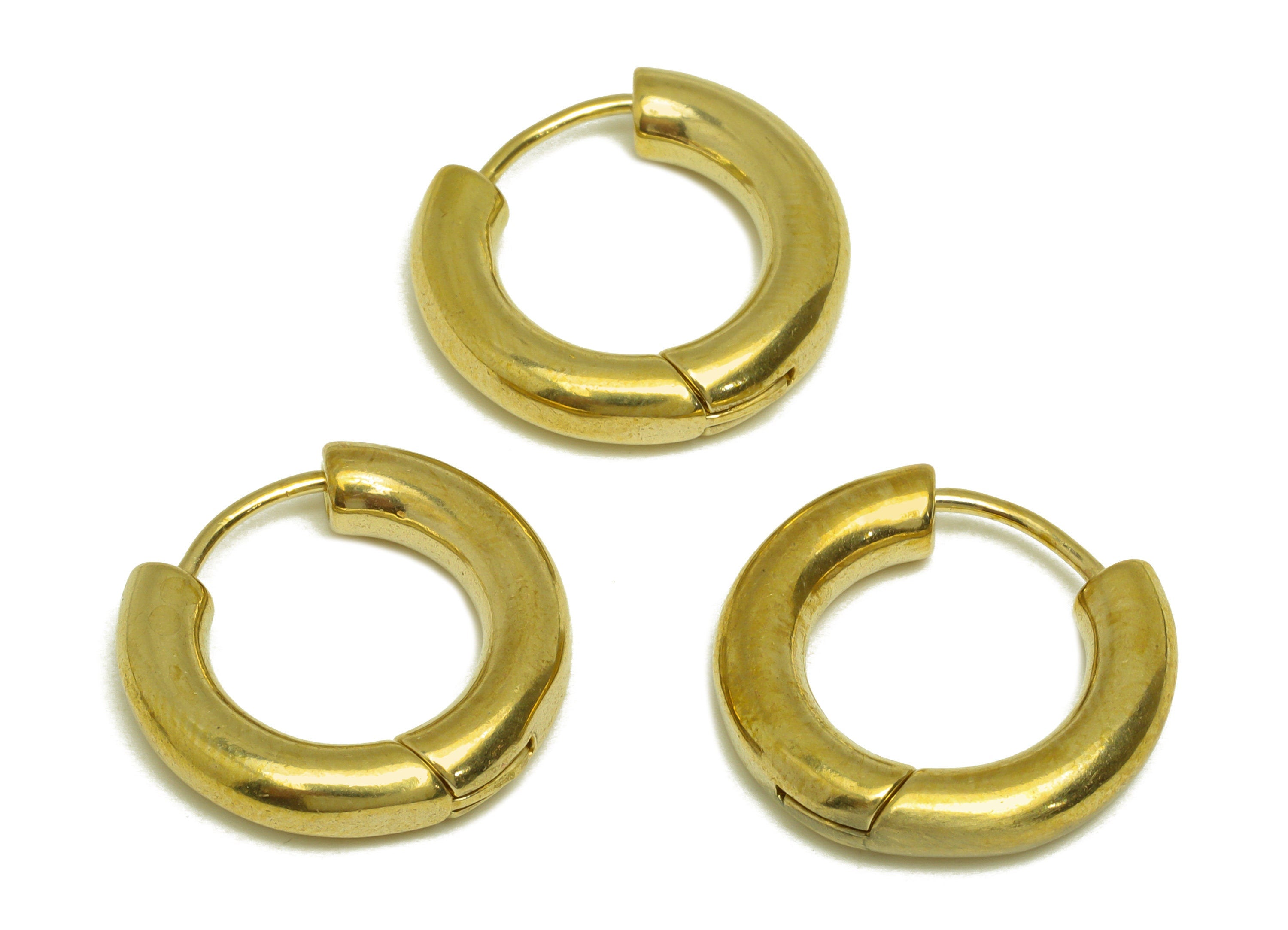 Brass Round Hoop Earring - Raw Brass Thick Huggie Hoop Earring - Brass Geometry Huggie Hoop - Huggie Hoop - 21x20.4x4.1mm - PP10625 - DOMEDBAZAAR