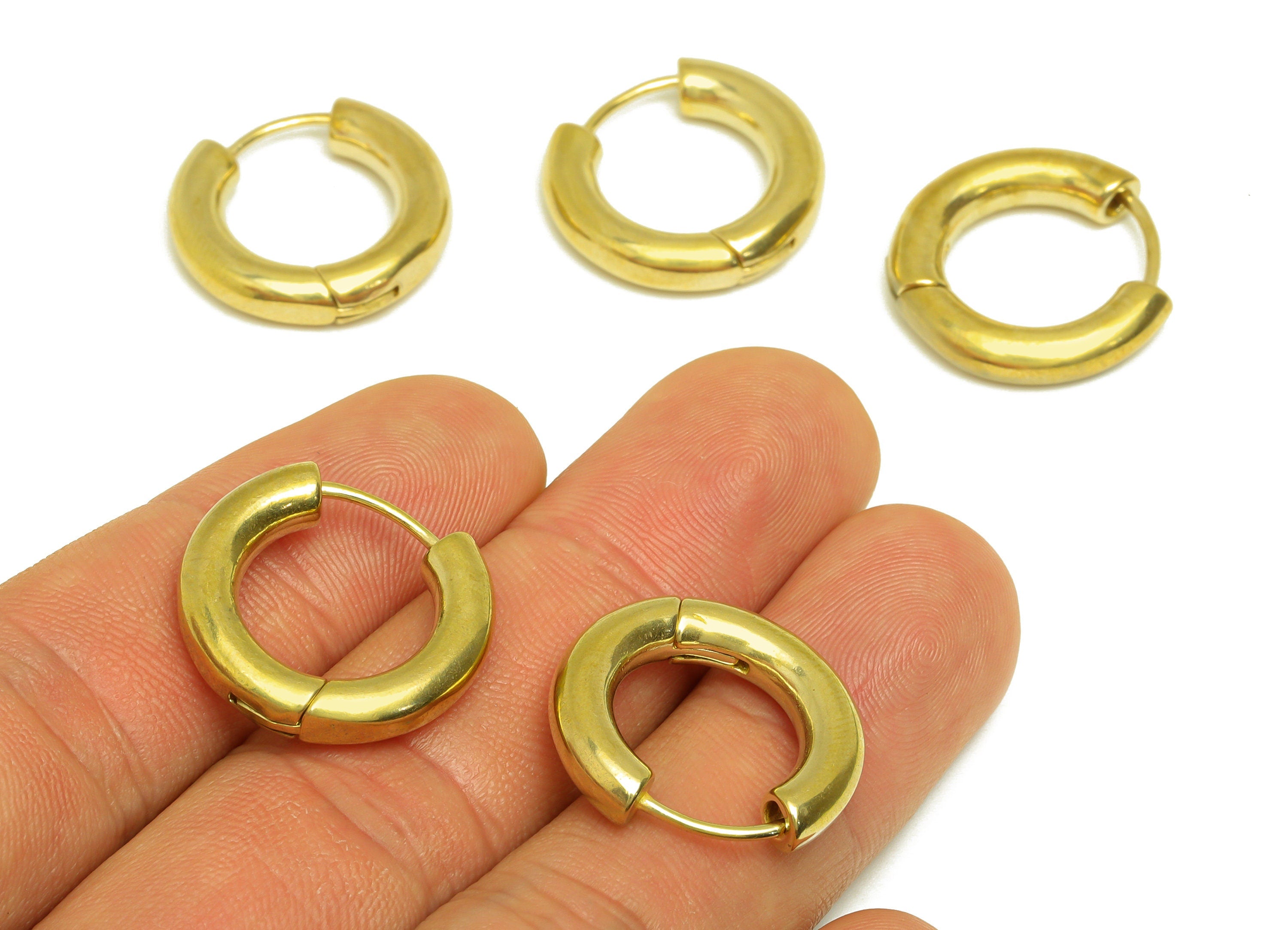 Brass Round Hoop Earring - Raw Brass Thick Huggie Hoop Earring - Brass Geometry Huggie Hoop - Huggie Hoop - 21x20.4x4.1mm - PP10625 - DOMEDBAZAAR