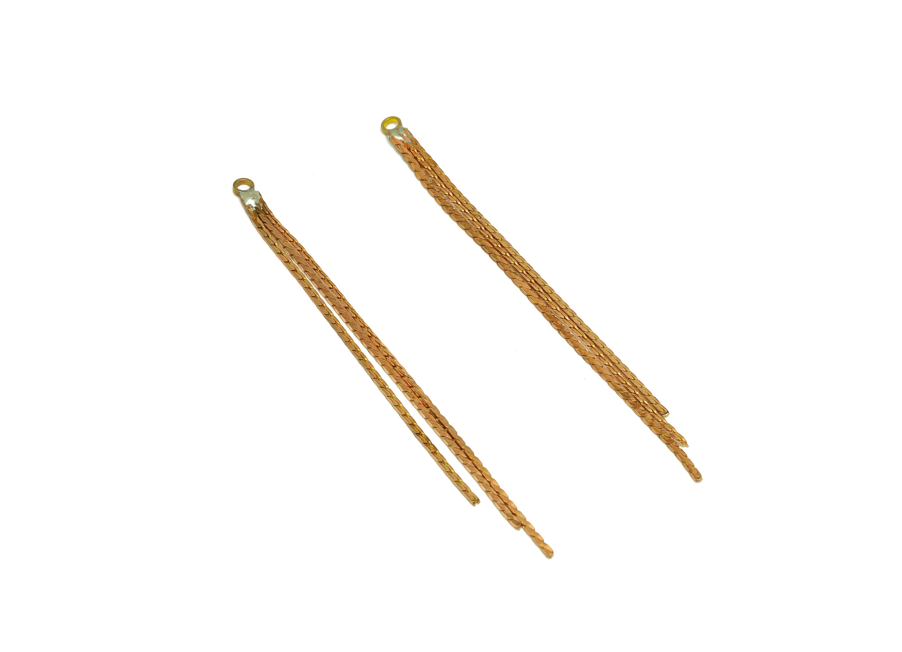 Brass Tassel Earring Charm - Raw Brass Snake Tassel Earring Charms - Brass Tassel Chain Earring Charm - Tassel Charm - 81.45x3x1mm - PP10624 - DOMEDBAZAAR