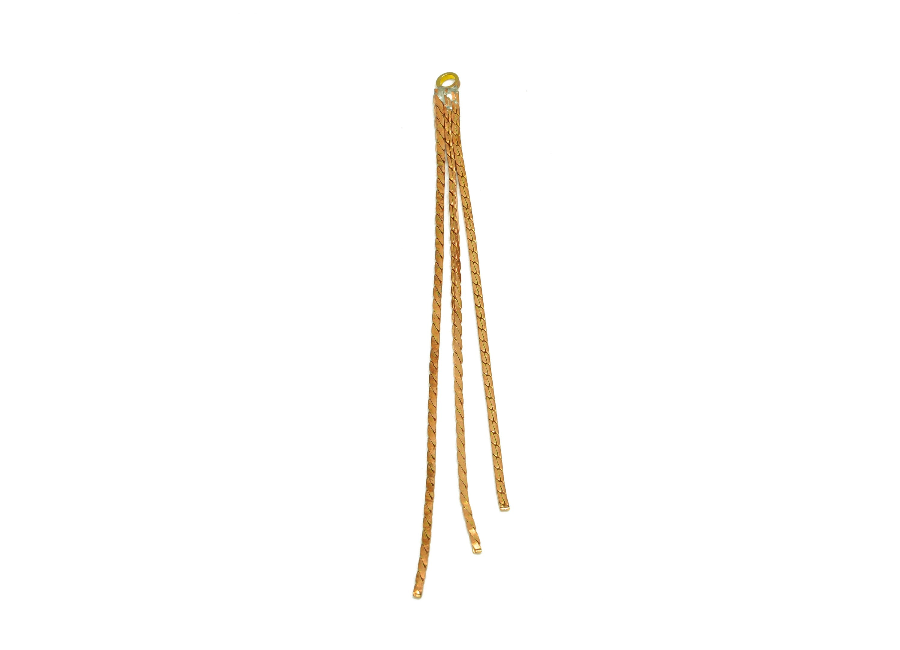 Brass Tassel Earring Charm - Raw Brass Snake Tassel Earring Charms - Brass Tassel Chain Earring Charm - Tassel Charm - 81.45x3x1mm - PP10624 - DOMEDBAZAAR