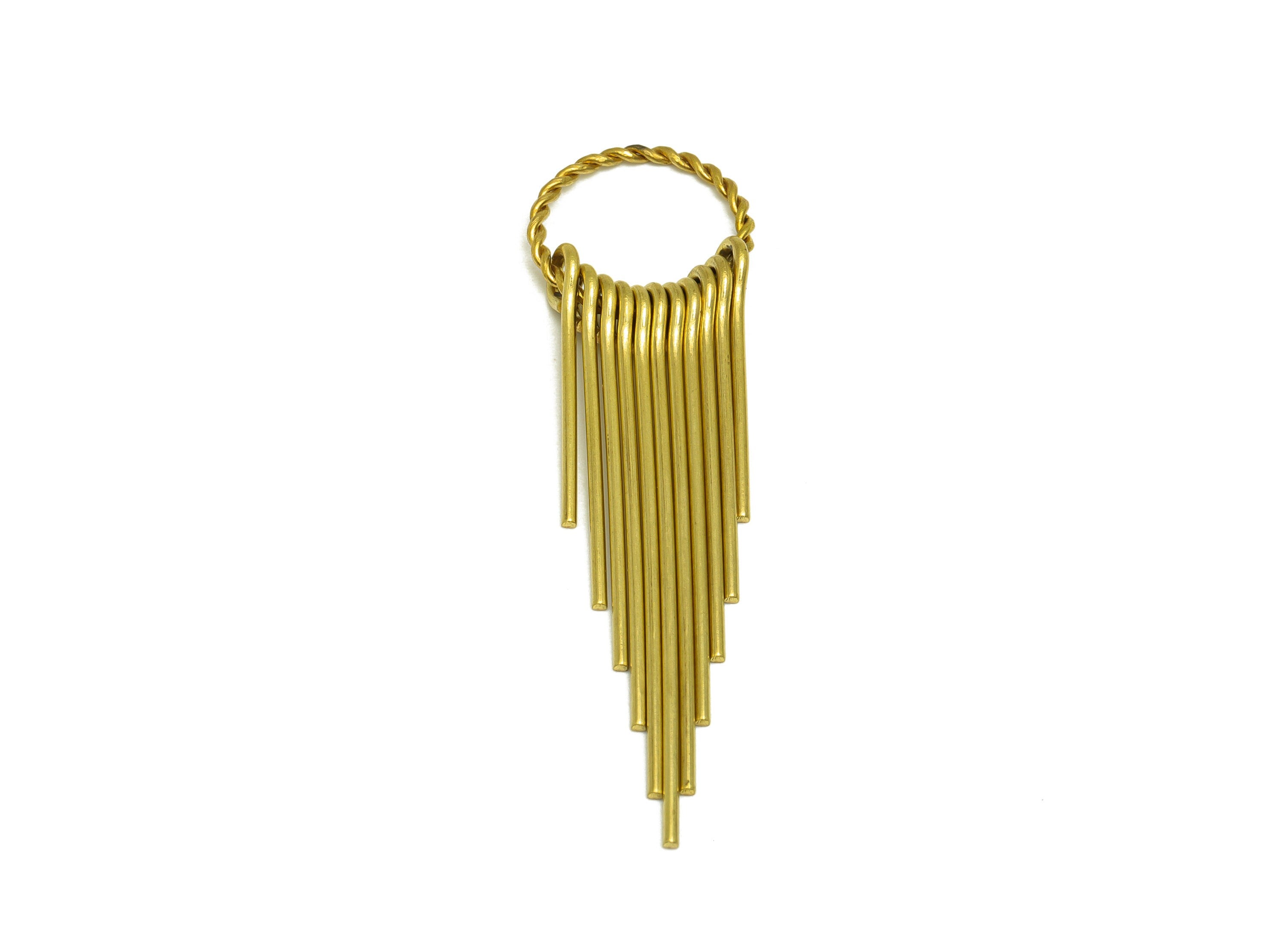 Brass Tassel Earring Charm - Raw Brass Wire Earring Charm - Brass Textured Tassel Earring Charm - Brass Dangle Charm - 63.5x18x1mm - PP10485 - DOMEDBAZAAR