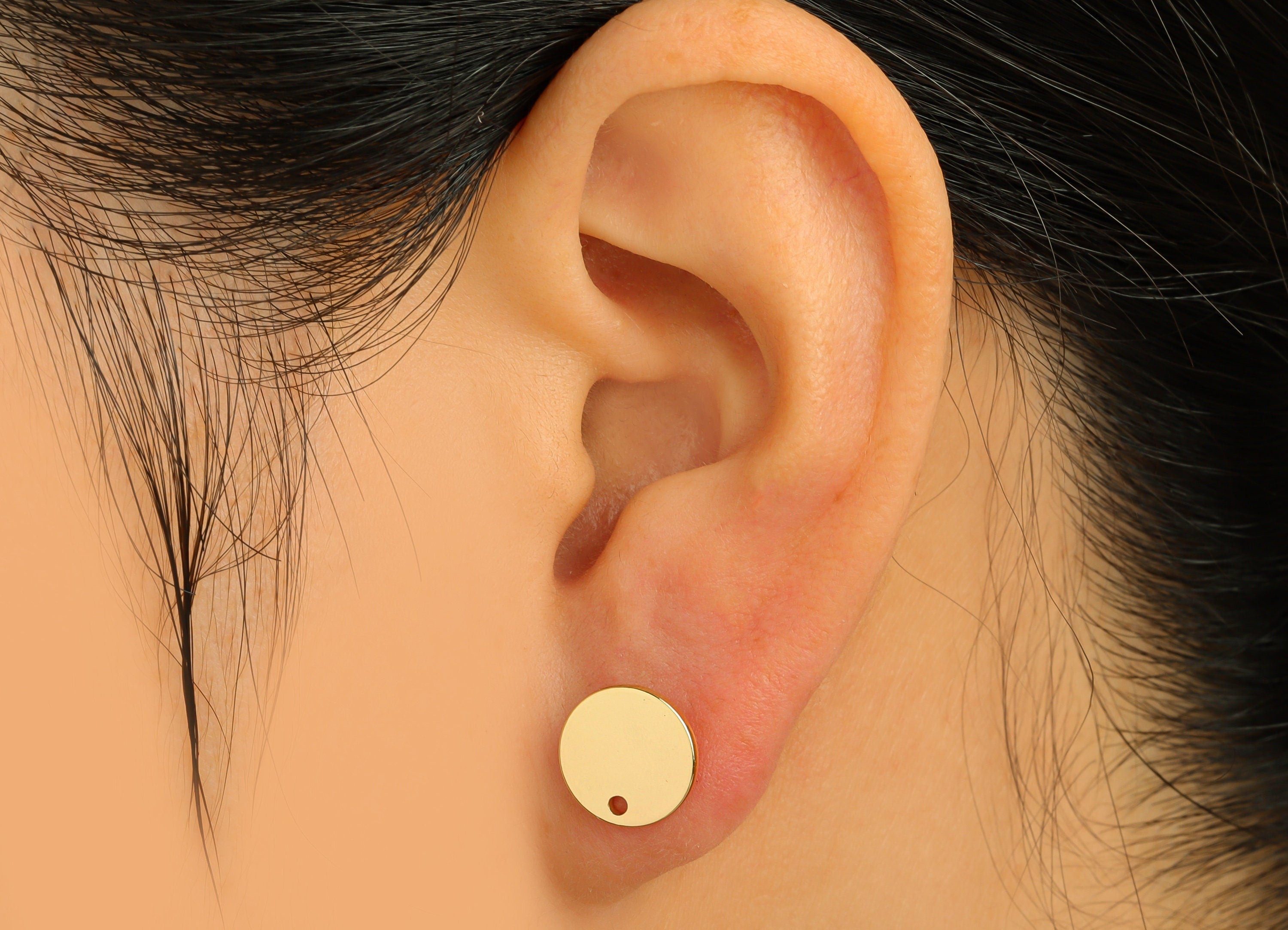Brass Round Earring Stud - Raw Brass Circle Earring Post - Brass Gold Earring Stud With Hole - KC Gold Tone Plating - 10x10x1mm - PP10650 - DOMEDBAZAAR