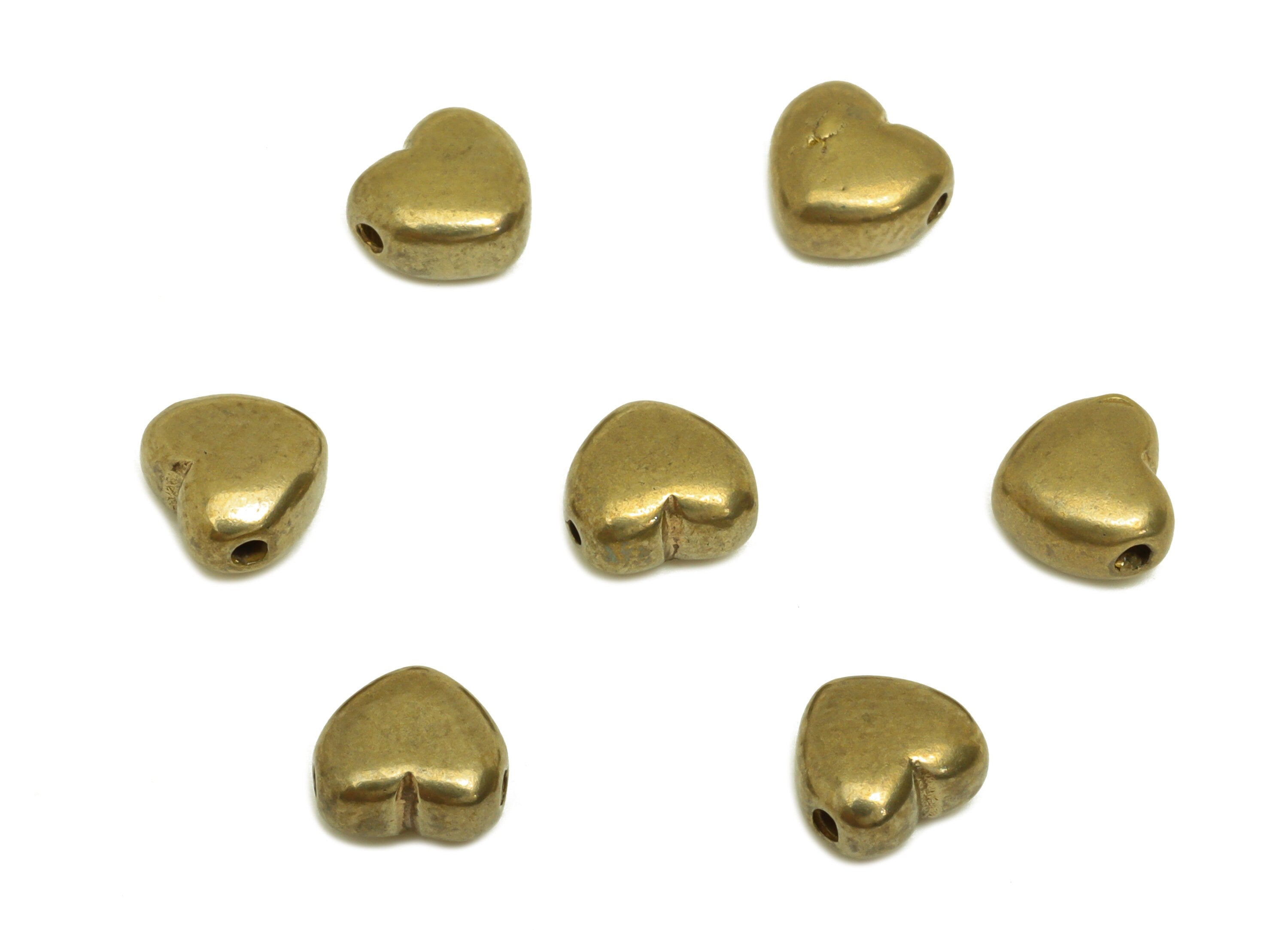 Brass Heart Earring Charm - Raw Brass Cubic Mini Heart Beaded - Brass Solid Heart Space Beaded - Jewelry Making - 6x5.68x3.47mm - PP10653 - DOMEDBAZAAR