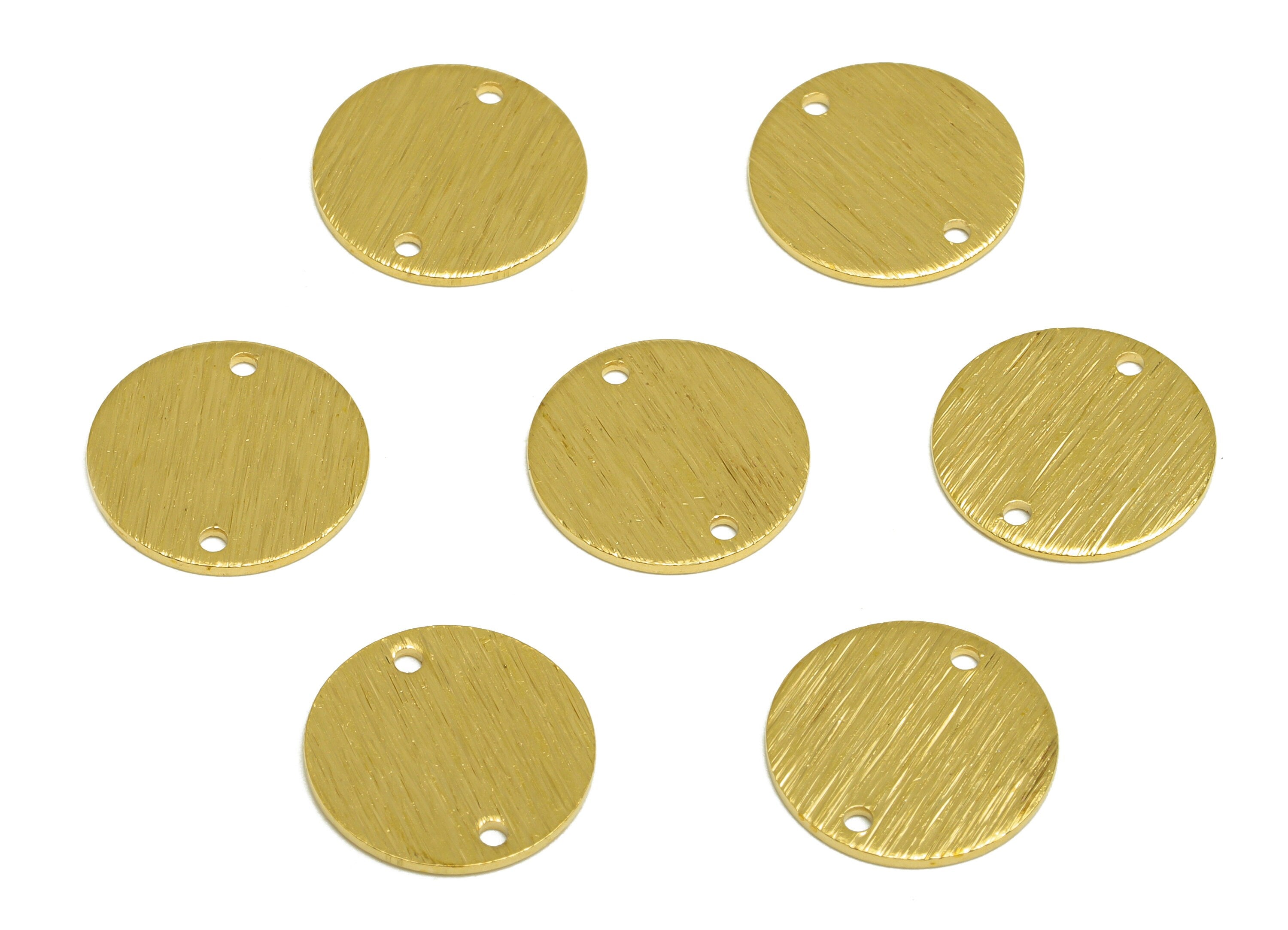 Brass Round Earring Connector - Raw Brass Textured Circle Earring Charm - Brass Textured Round Earring Connector - 14x14x0.8mm - PP10482 - DOMEDBAZAAR