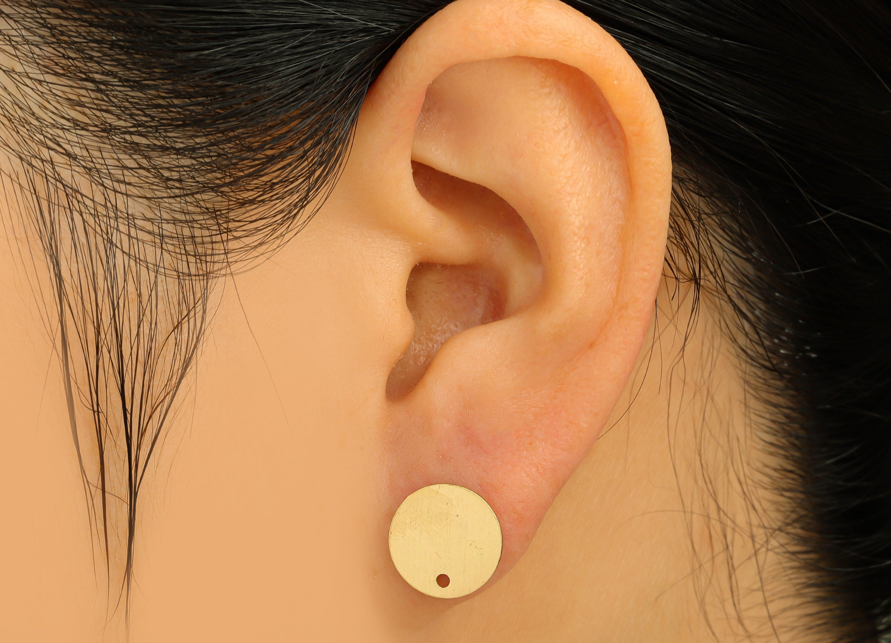 Brass Round Earring Stud - Raw Brass Circle Earring Post - Brass Geometry Earring Stud With Hole - Stainless Steel - 11.9x11.9x1mm - PP10748 - DOMEDBAZAAR