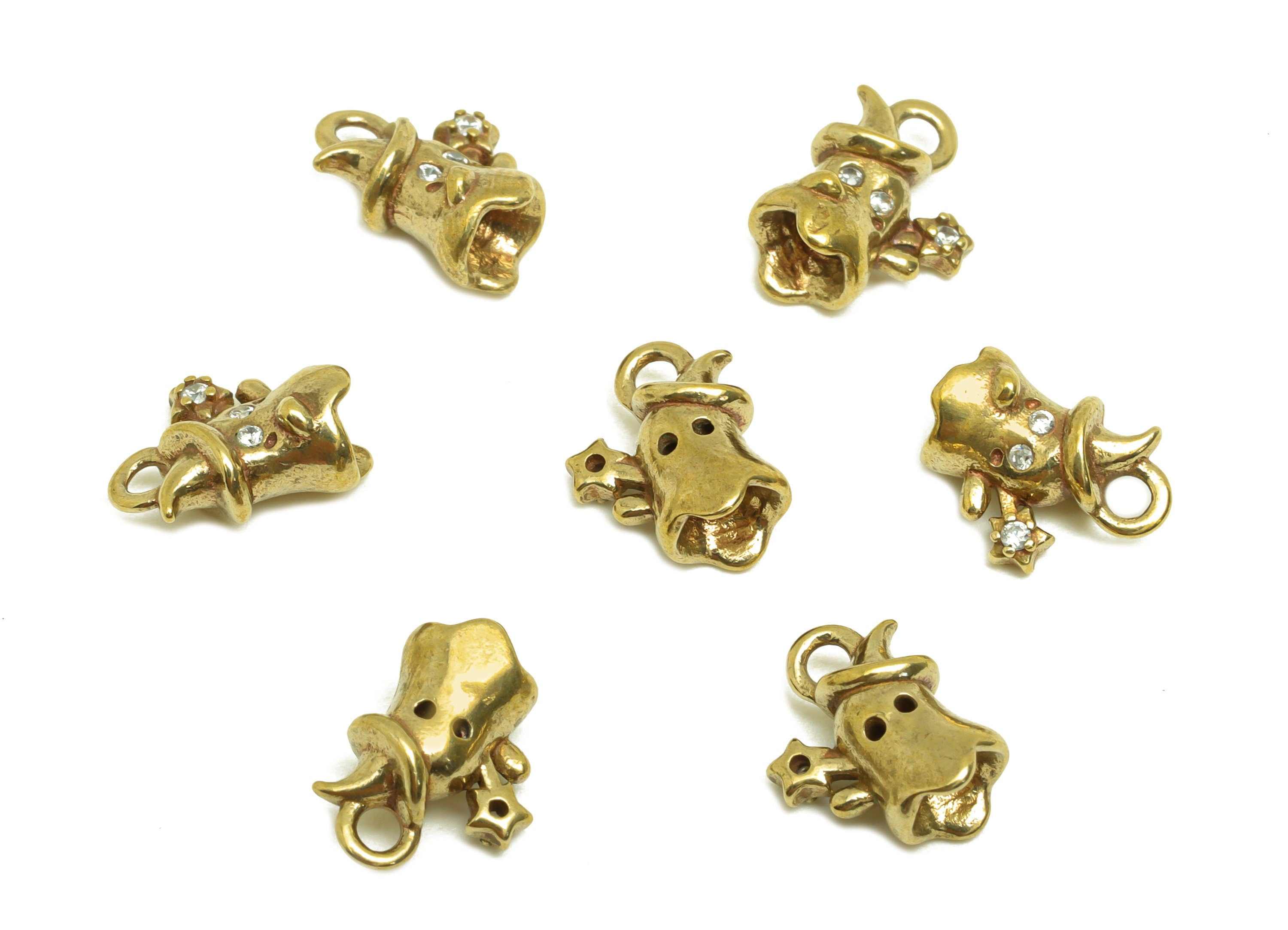 Brass CZ Ghost Earring Charm - Raw Brass Cubic Zircon Mini Ghost Charm - Brass Mini Star Zircon Earring Charm - 10.4x8.22x5.18mm - PP10731 - DOMEDBAZAAR