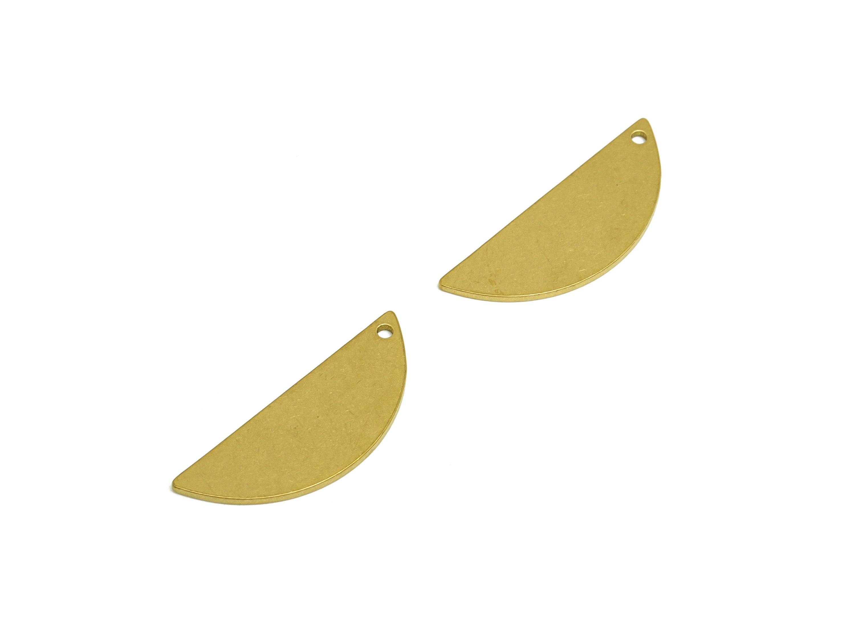 Brass Half Moon Earring Charms - Raw Brass Semi Circle Pendant - Brass Charms With Hole - Personalized Stamping Blank - 28x10x1.0mm -PP10464 - DOMEDBAZAAR