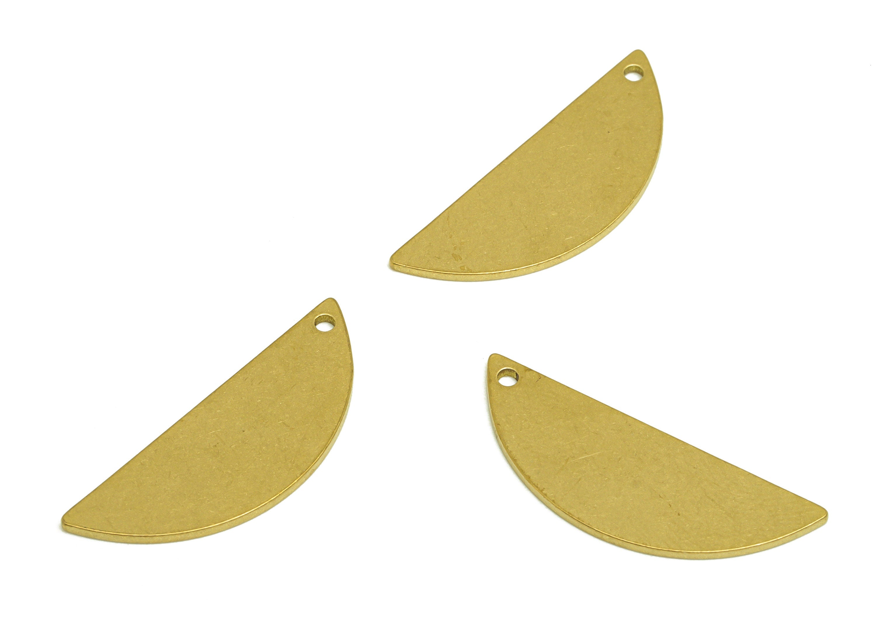 Brass Half Moon Earring Charms - Raw Brass Semi Circle Pendant - Brass Charms With Hole - Personalized Stamping Blank - 28x10x1.0mm -PP10464 - DOMEDBAZAAR