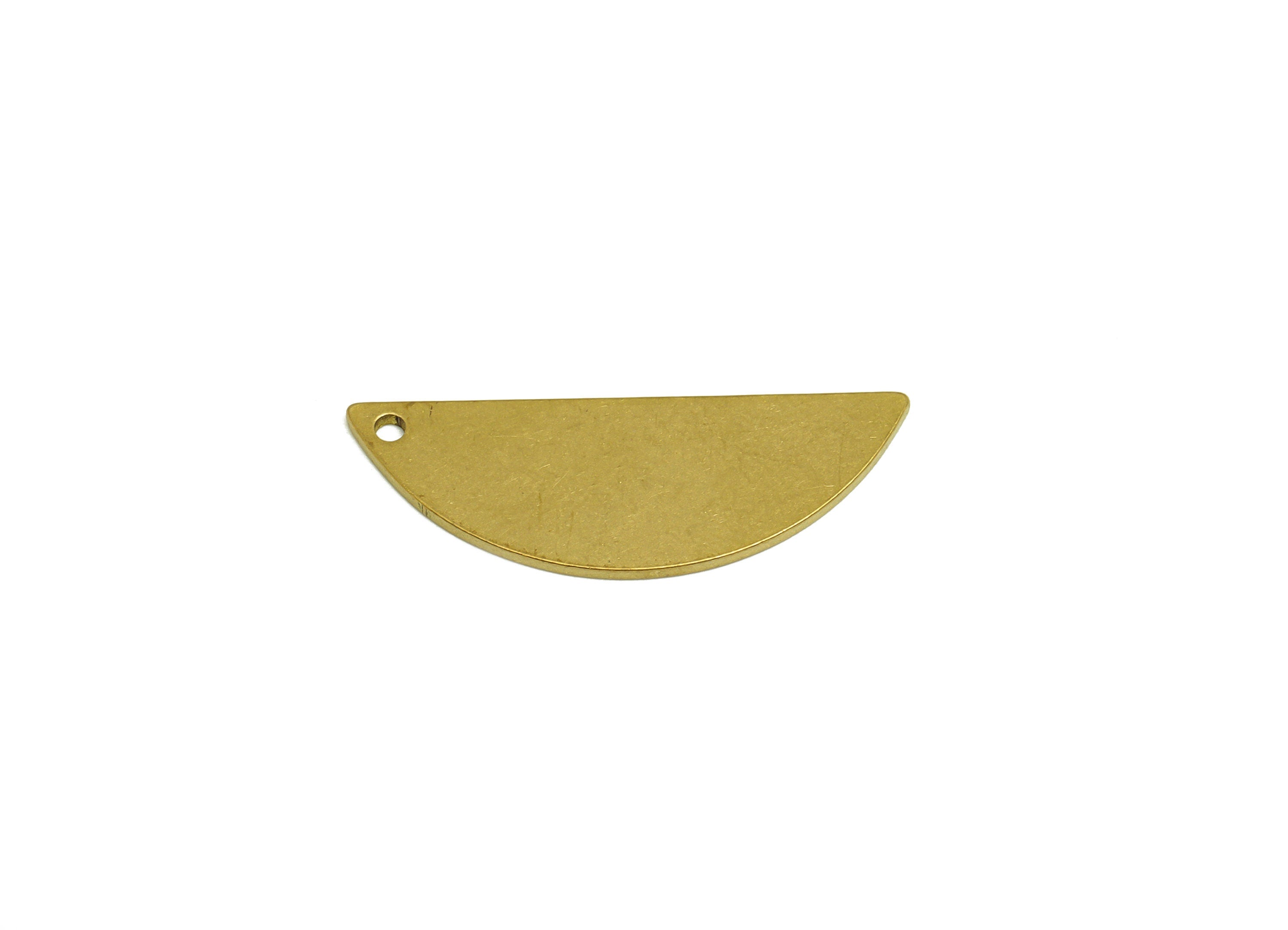 Brass Half Moon Earring Charms - Raw Brass Semi Circle Pendant - Brass Charms With Hole - Personalized Stamping Blank - 28x10x1.0mm -PP10464 - DOMEDBAZAAR
