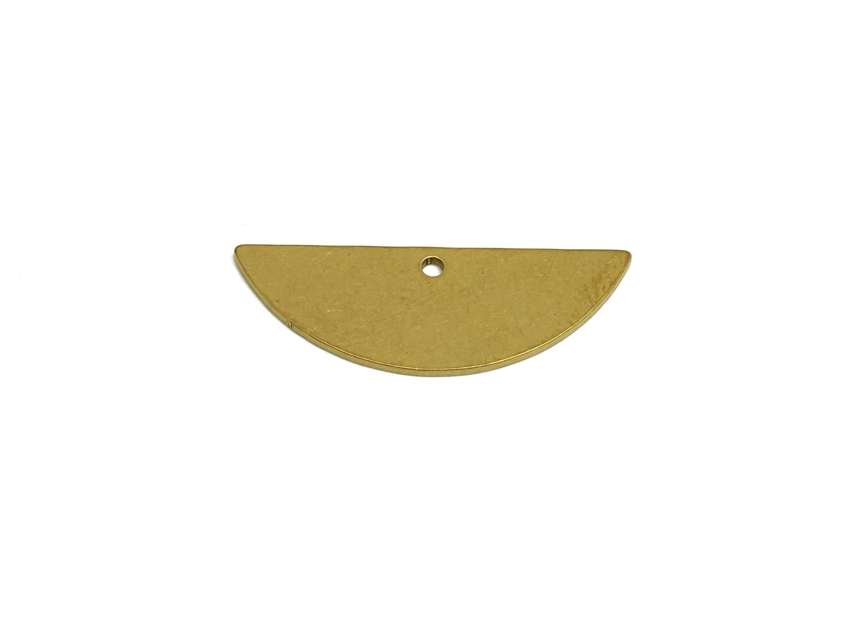 Brass Half Moon Earring Charm - Raw Brass Semi Circle Pendant - Brass Charms With Hole - Personalized Stamping Blank - 28x10x1.0mm - PP10465 - DOMEDBAZAAR