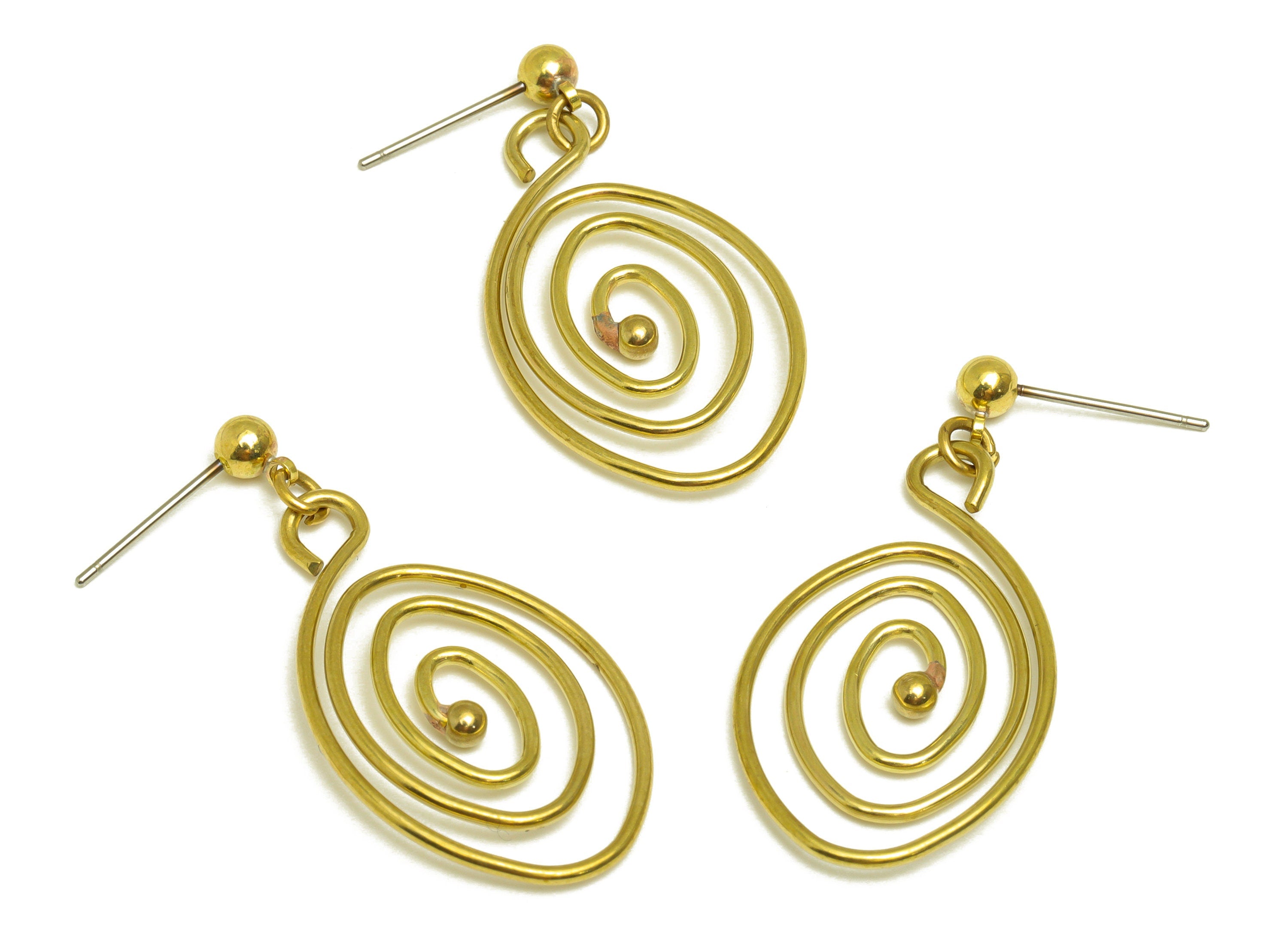 Brass Snail Earring Stud - Raw Brass Dangle Snail Earring Post - Brass Twine Wire Earring Post - Brass Dangle Post -38.6x20x2.86mm- PP10480 - DOMEDBAZAAR
