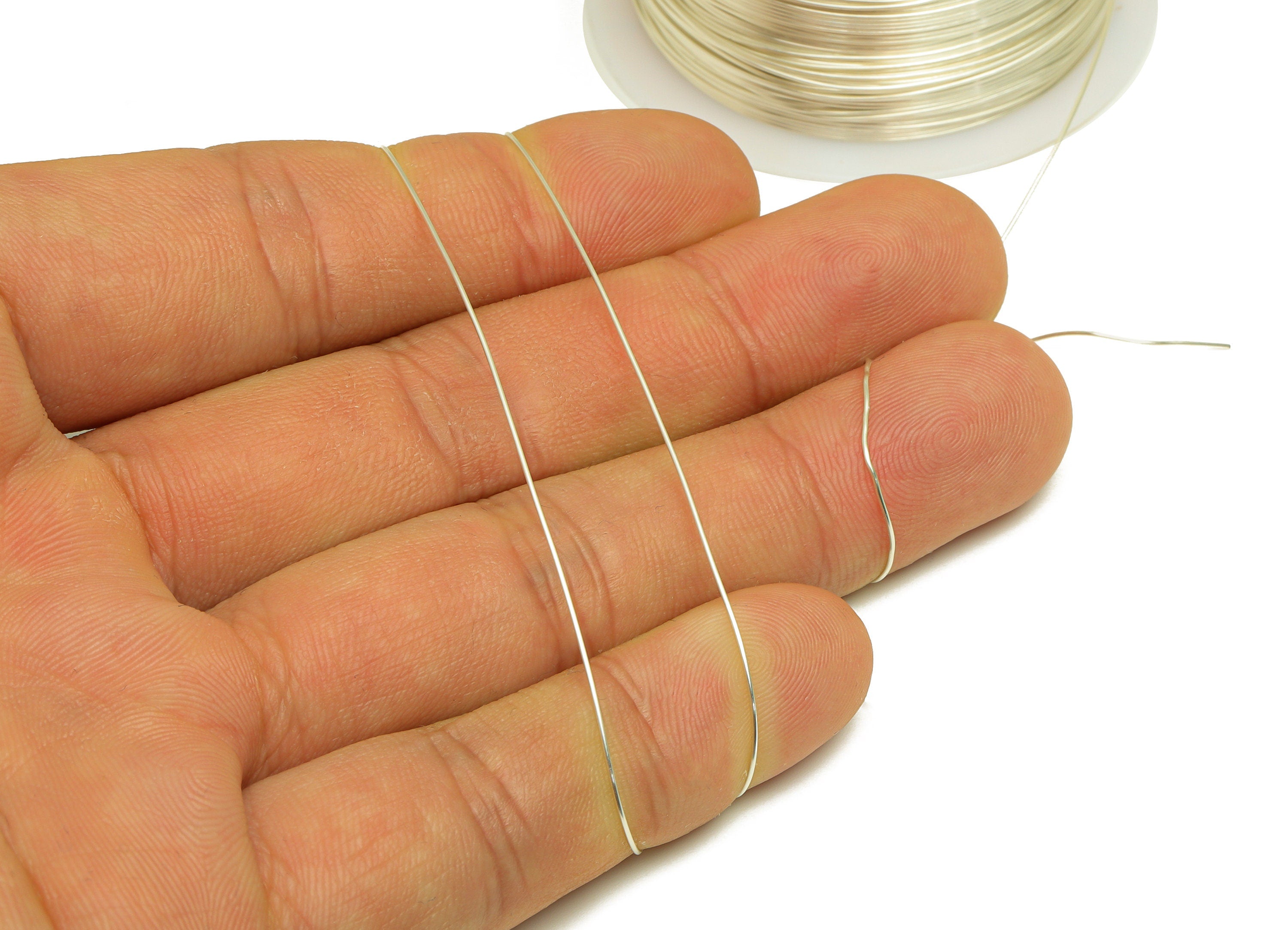 0.5mm Brass Wire - Wrapping Wire - Bulk Brass Wire Beading - Silver Tone Plating - Solid Brass Wire - Jeweler Making - 0.5x0.5mm -PP10496-50 - DOMEDBAZAAR