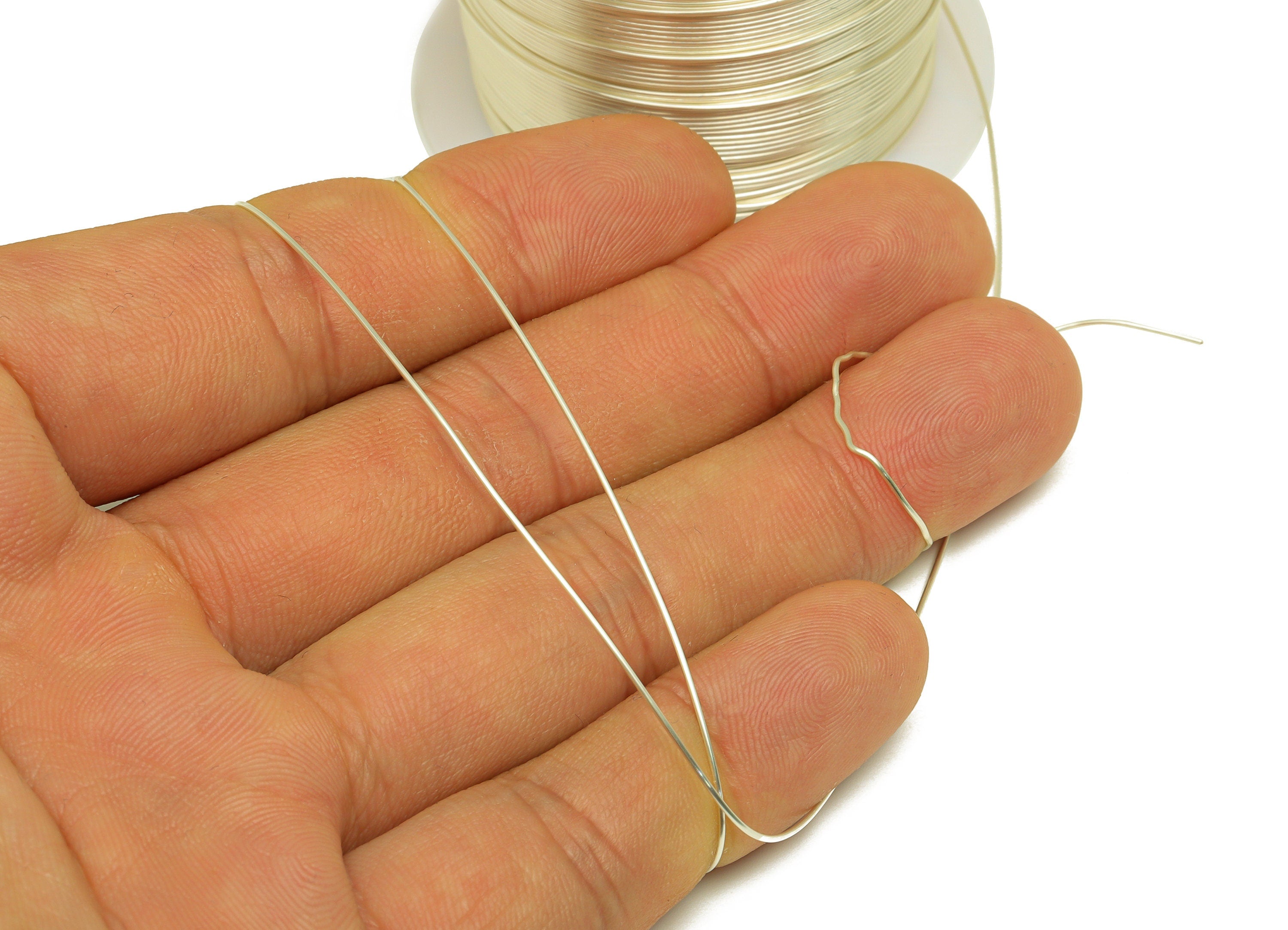 0.6mm Brass Wire - Wrapping Wire - Bulk Brass Wire Beading - Silver Tone Plating - Solid Brass Wire - Jeweler Making - 0.6x0.6mm -PP10496-60 - DOMEDBAZAAR