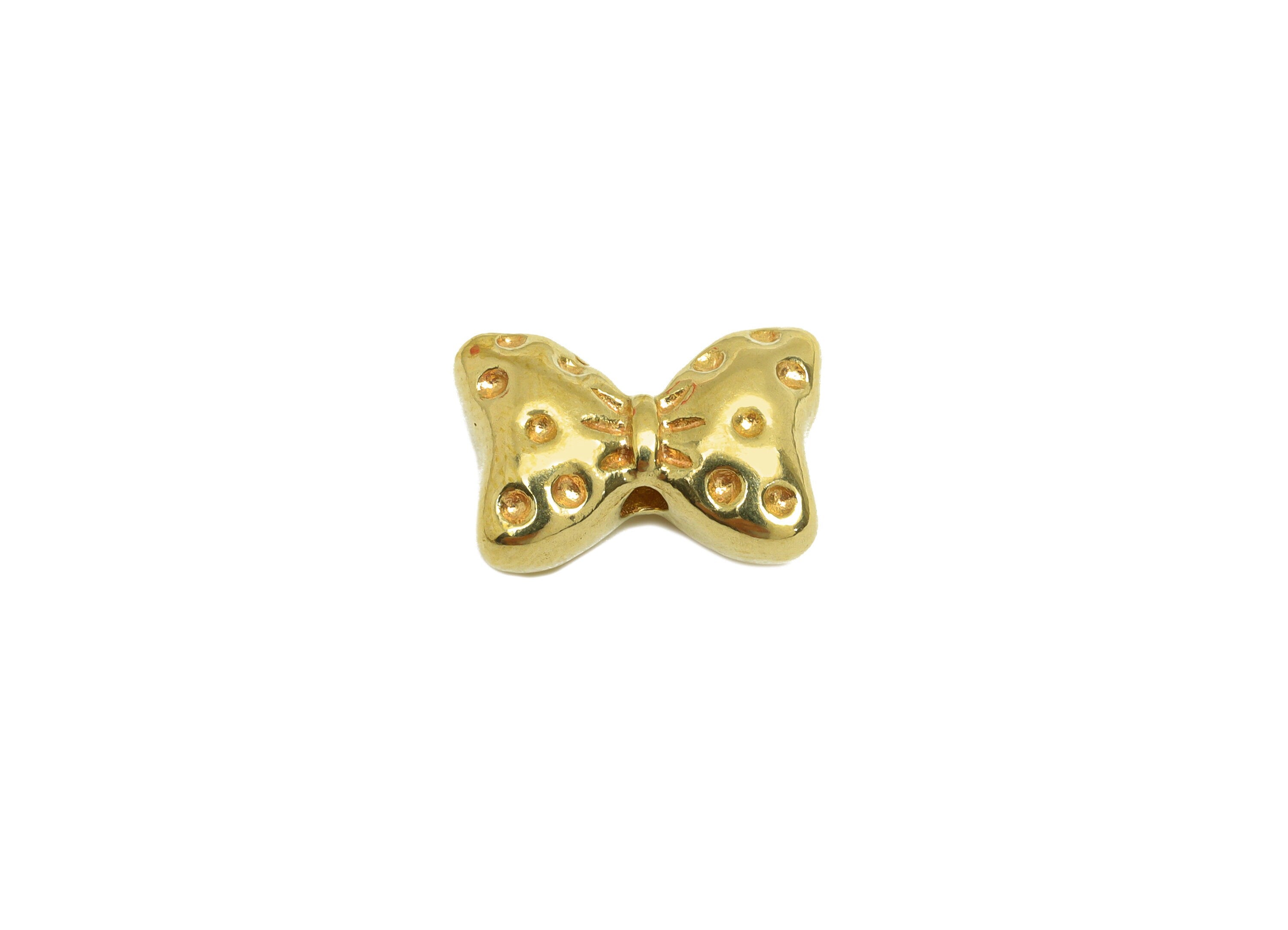 Brass Bow Earring Charm - Raw Brass Textured Butterfly Bow Earring Charm - Brass Solid Bow Pendant - For Necklace - 14.8x10.2x5mm - PP10740 - DOMEDBAZAAR