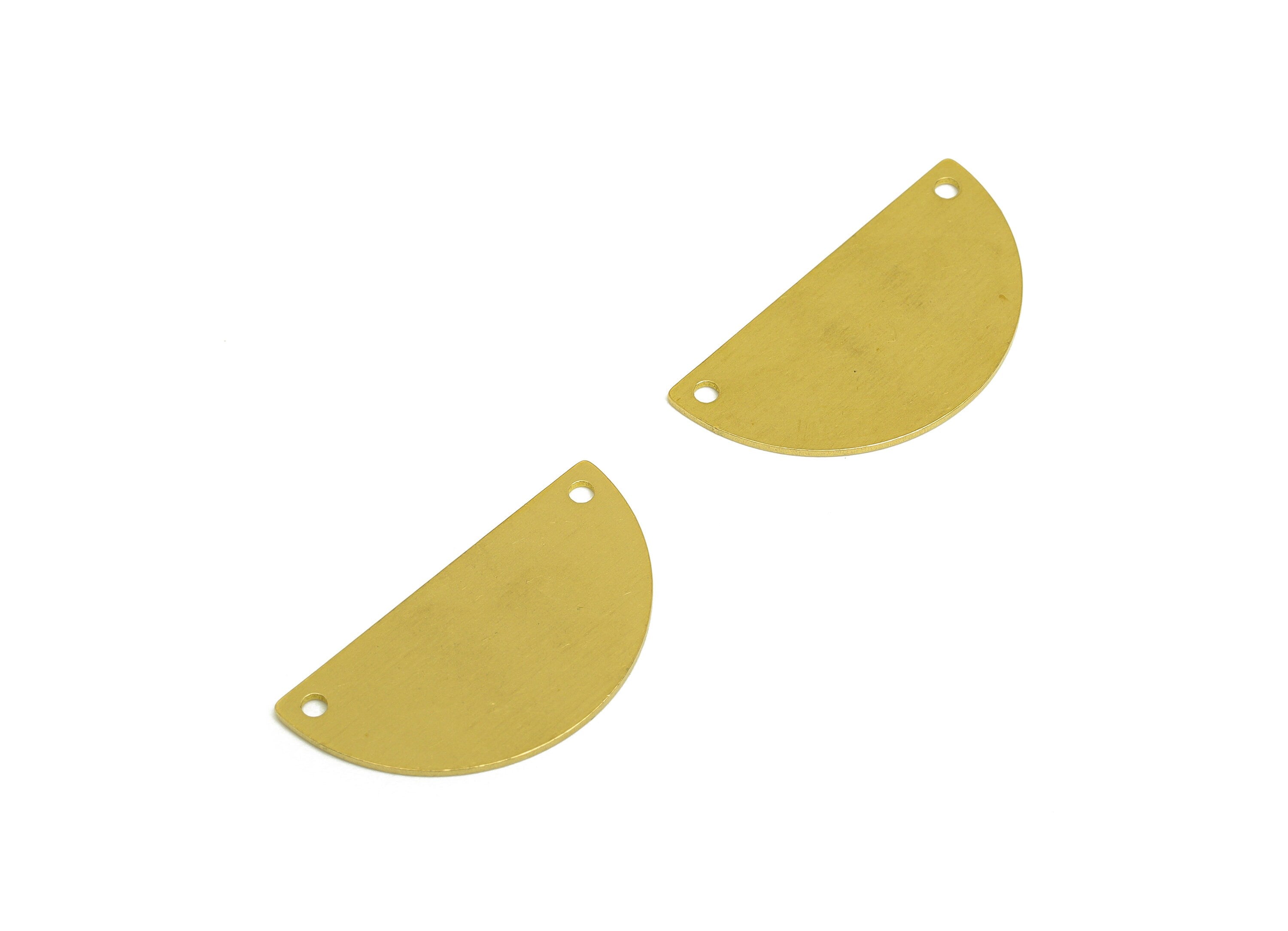 Brass Semi Circle Earring Connector - Raw Brass Half Moon Charm - Brass Geometry Laser Cut Earring Charm - Laser Cut - 26x14x0.7mm - PP10750 - DOMEDBAZAAR