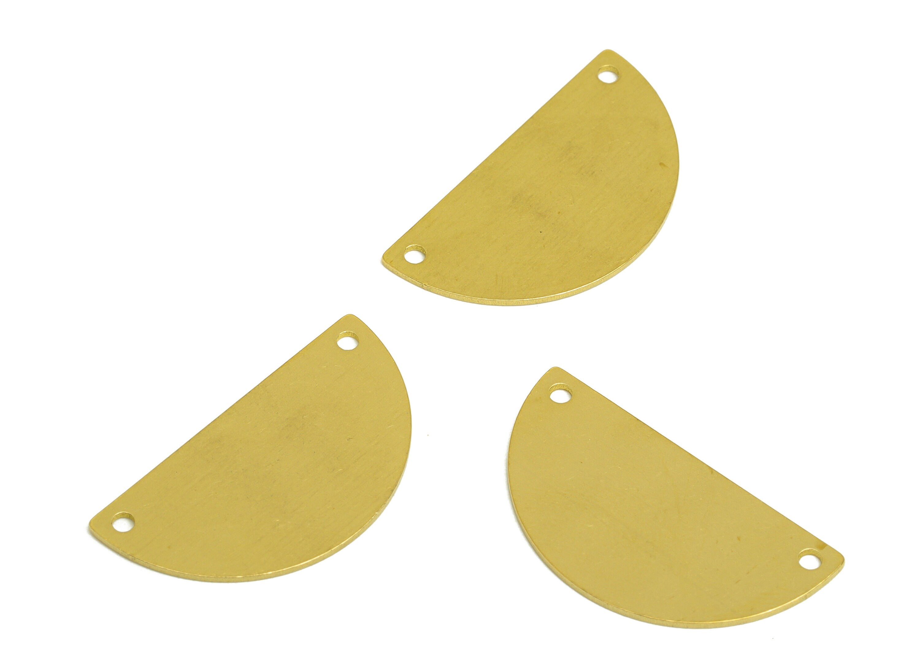 Brass Semi Circle Earring Connector - Raw Brass Half Moon Charm - Brass Geometry Laser Cut Earring Charm - Laser Cut - 26x14x0.7mm - PP10750 - DOMEDBAZAAR