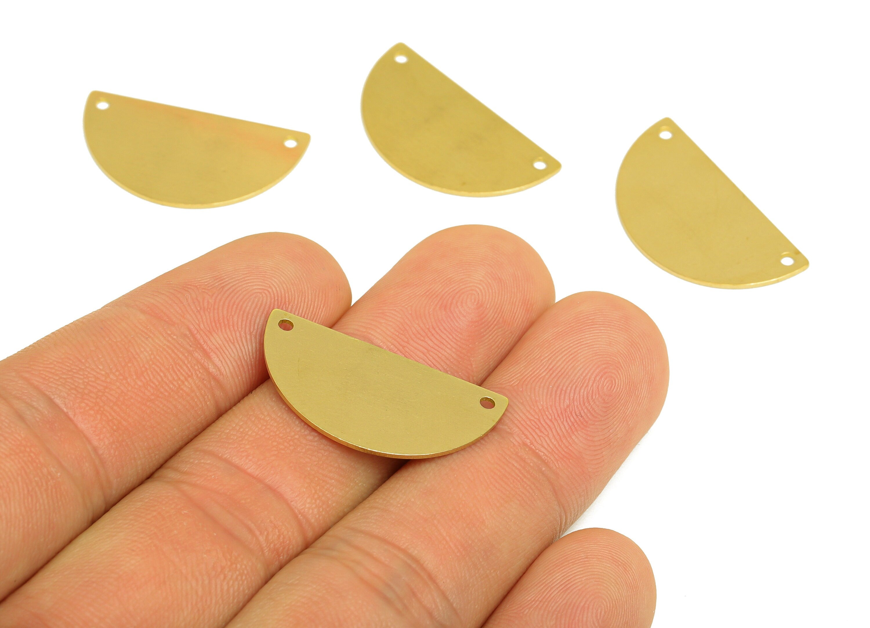 Brass Semi Circle Earring Connector - Raw Brass Half Moon Charm - Brass Geometry Laser Cut Earring Charm - Laser Cut - 26x14x0.7mm - PP10750 - DOMEDBAZAAR