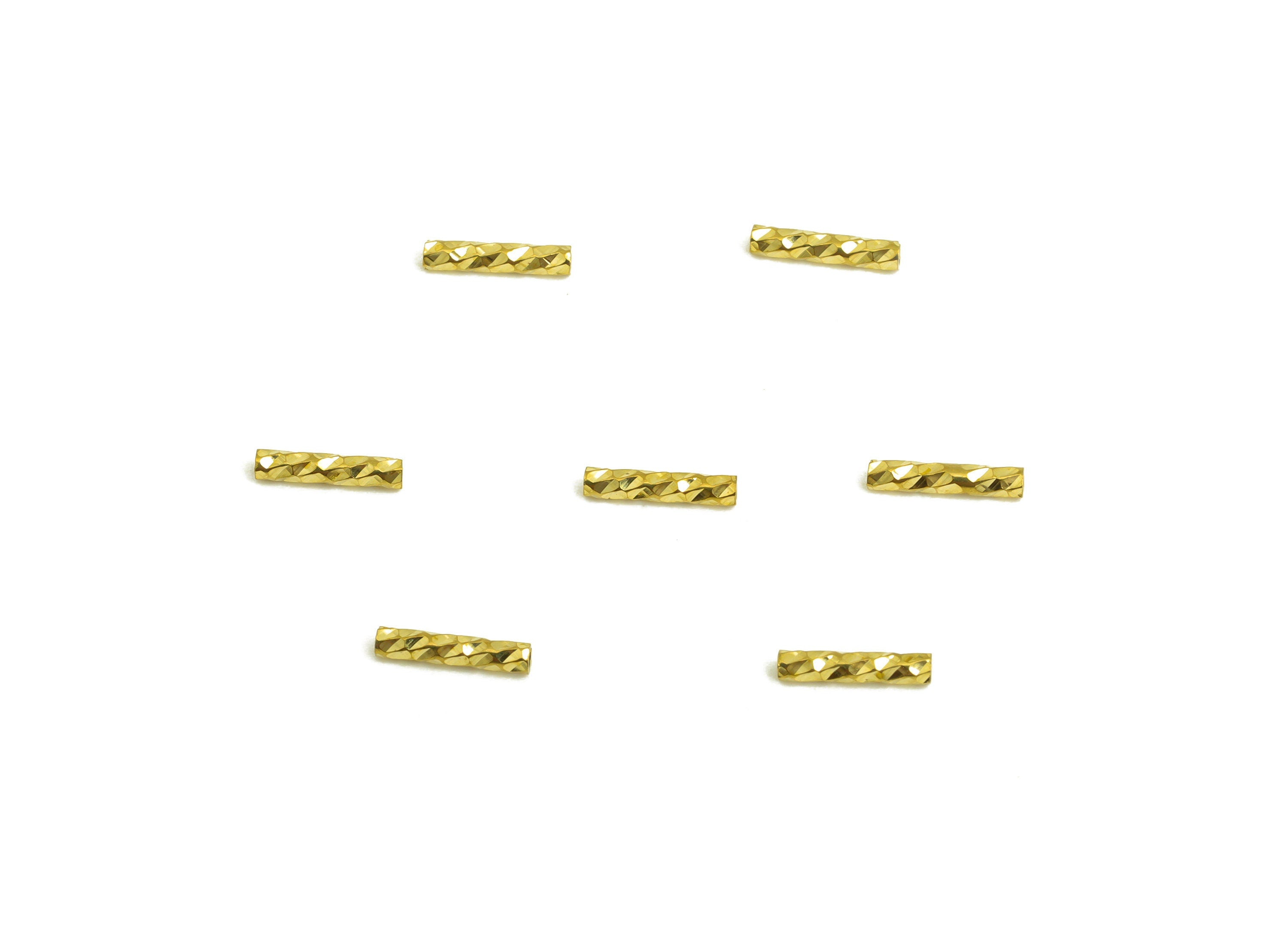 1.5*7 Batch Flower Straight Tube - Raw Brass DIY Tube Beads - Textured Circle Pipes for Geometric - For Air Plants - DIY Tubes - PP10754 - DOMEDBAZAAR