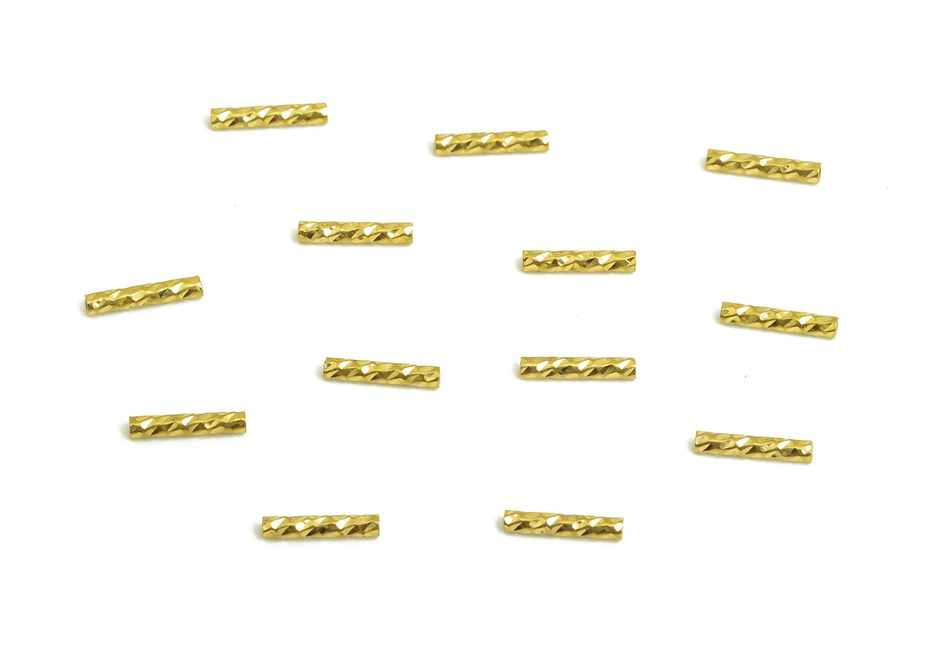 1.5*8 Batch Flower Straight Tube - Raw Brass DIY Tube Beads - Textured Circle Pipes for Geometric - For Air Plants - DIY Tubes - PP10755 - DOMEDBAZAAR