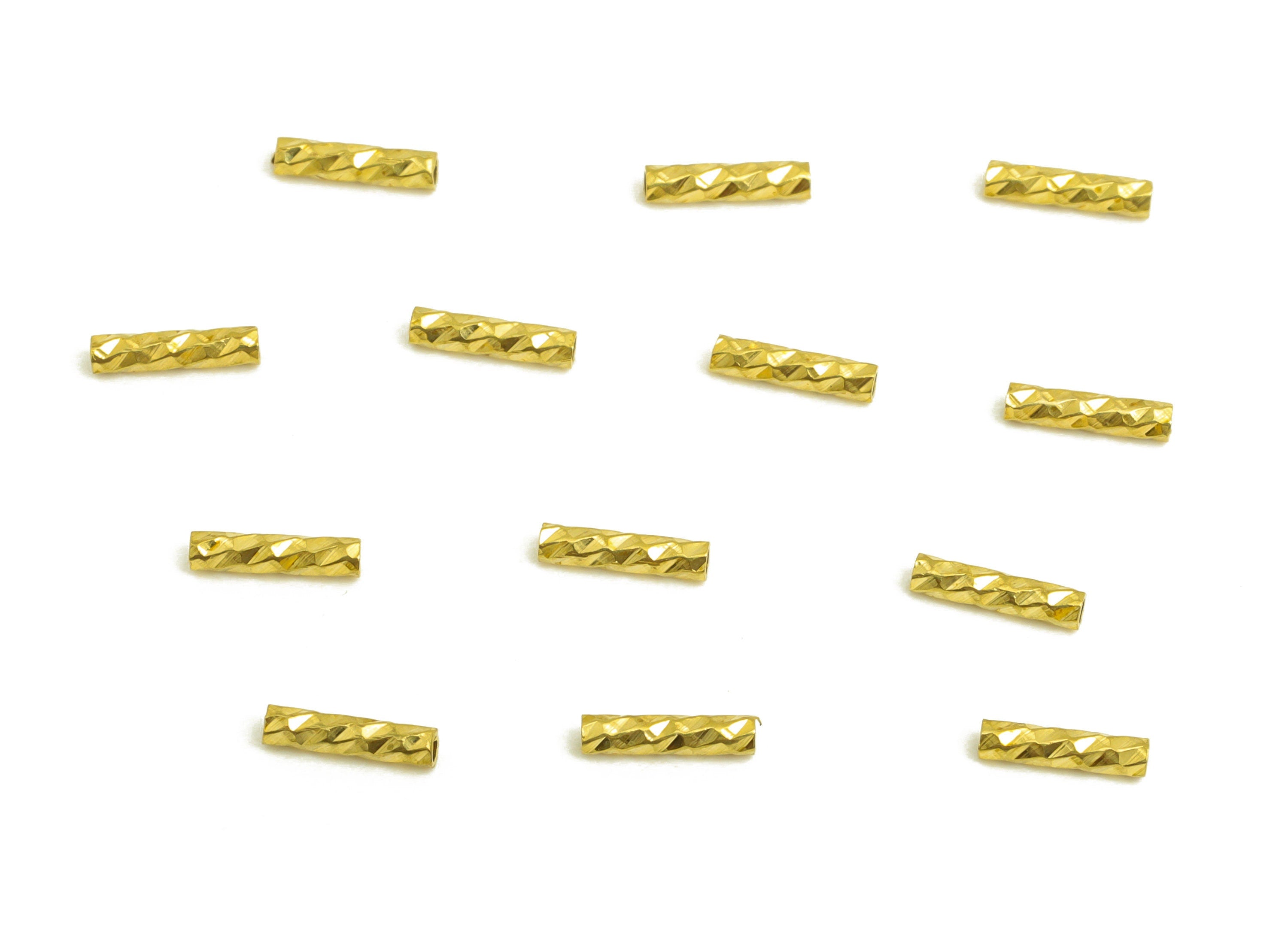 1.5*6 Batch Flower Straight Tube - Raw Brass DIY Tube Beads - Textured Circle Pipes for Geometric - For Air Plants - DIY Tubes - PP10753 - DOMEDBAZAAR