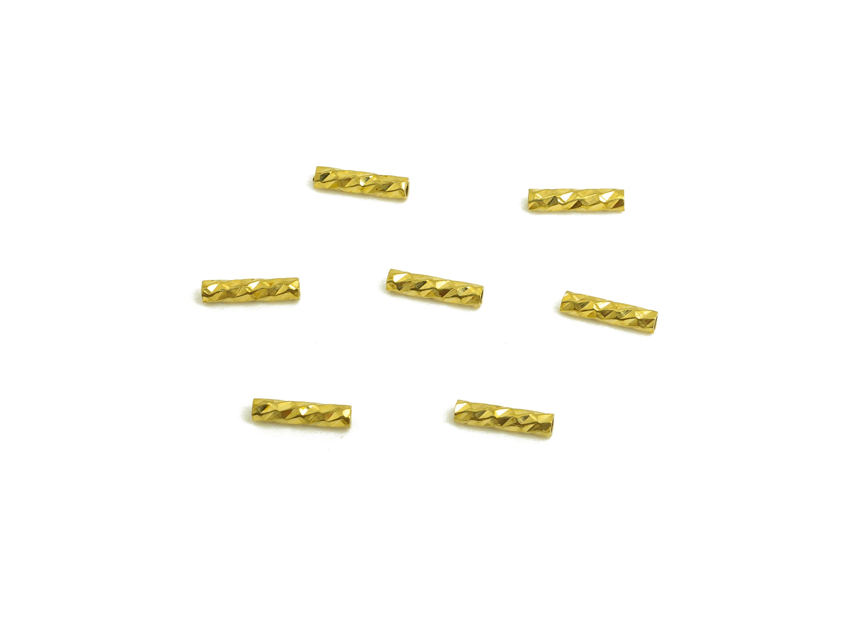 1.5*6 Batch Flower Straight Tube - Raw Brass DIY Tube Beads - Textured Circle Pipes for Geometric - For Air Plants - DIY Tubes - PP10753 - DOMEDBAZAAR