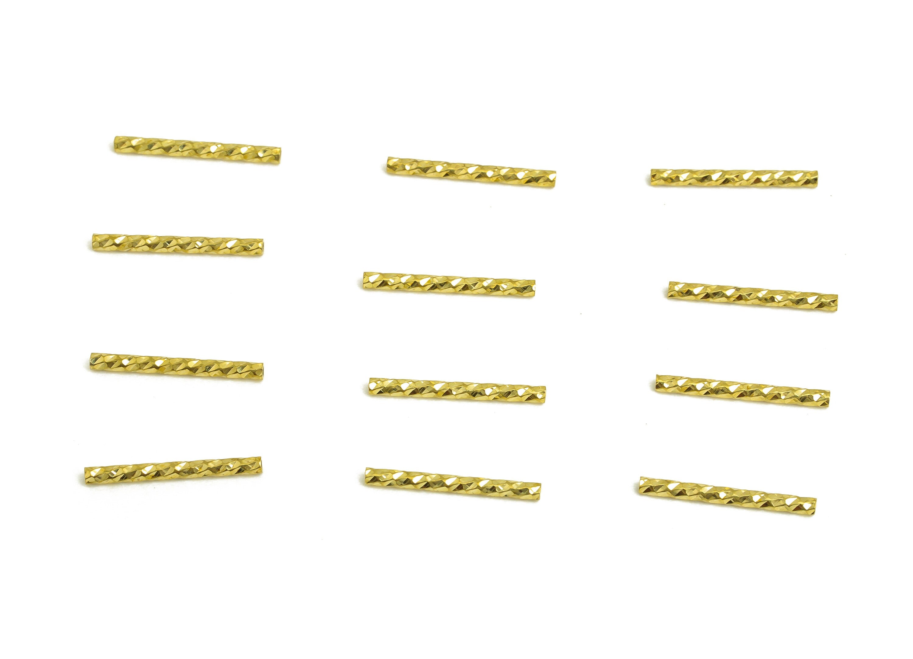 1.5*15 Batch Flower Straight Tube - Raw Brass DIY Tube Beads - Textured Circle Pipes for Geometric - For Air Plants - DIY Tubes - PP10757 - DOMEDBAZAAR