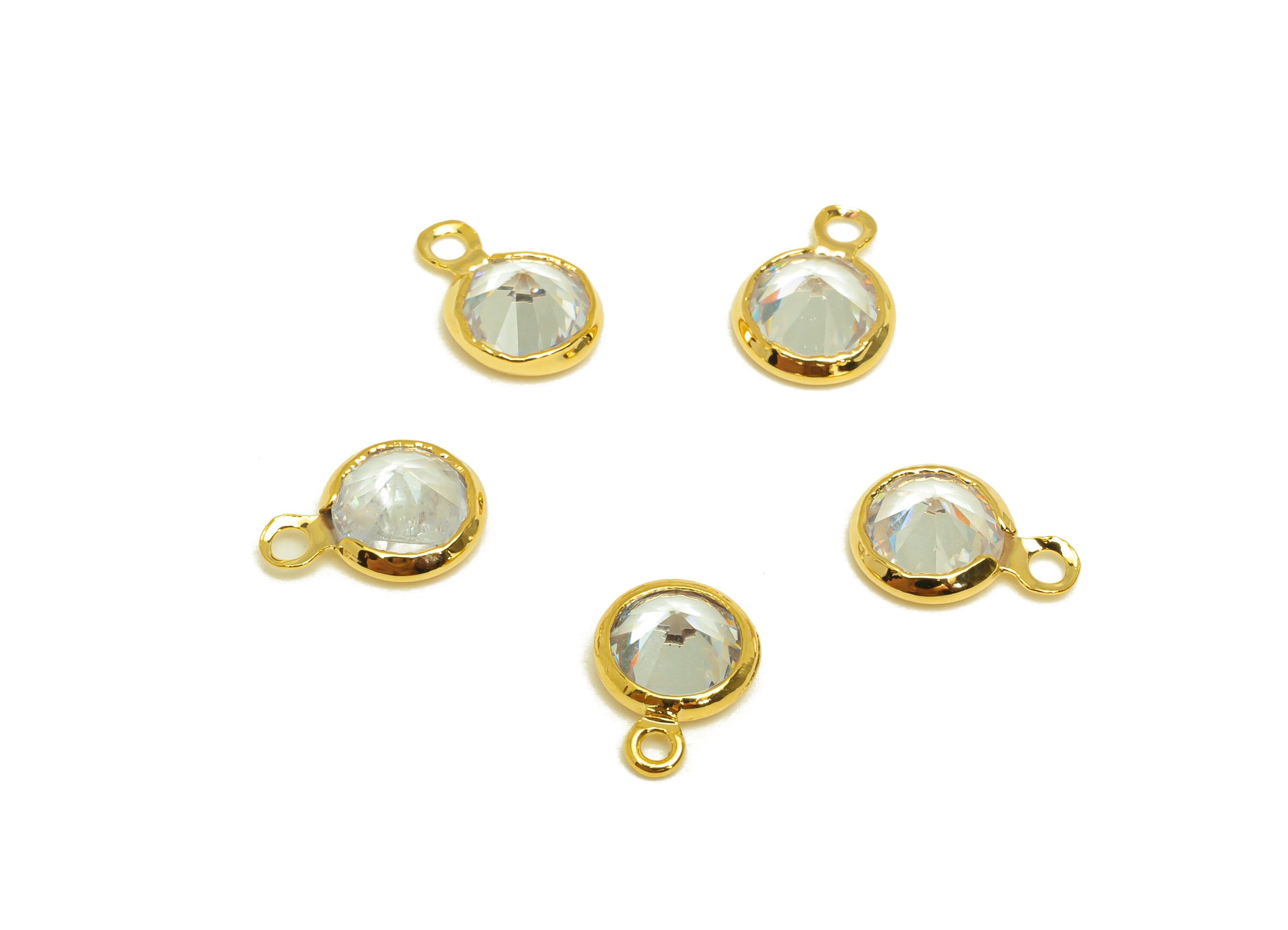 Brass CZ Earring Charms - Brass Diamond Pendant - Brass Cubic Zircon Diamond Charm - 18K Real Gold Plating - 9.6x6.9x3.5mm - PP10519G - DOMEDBAZAAR