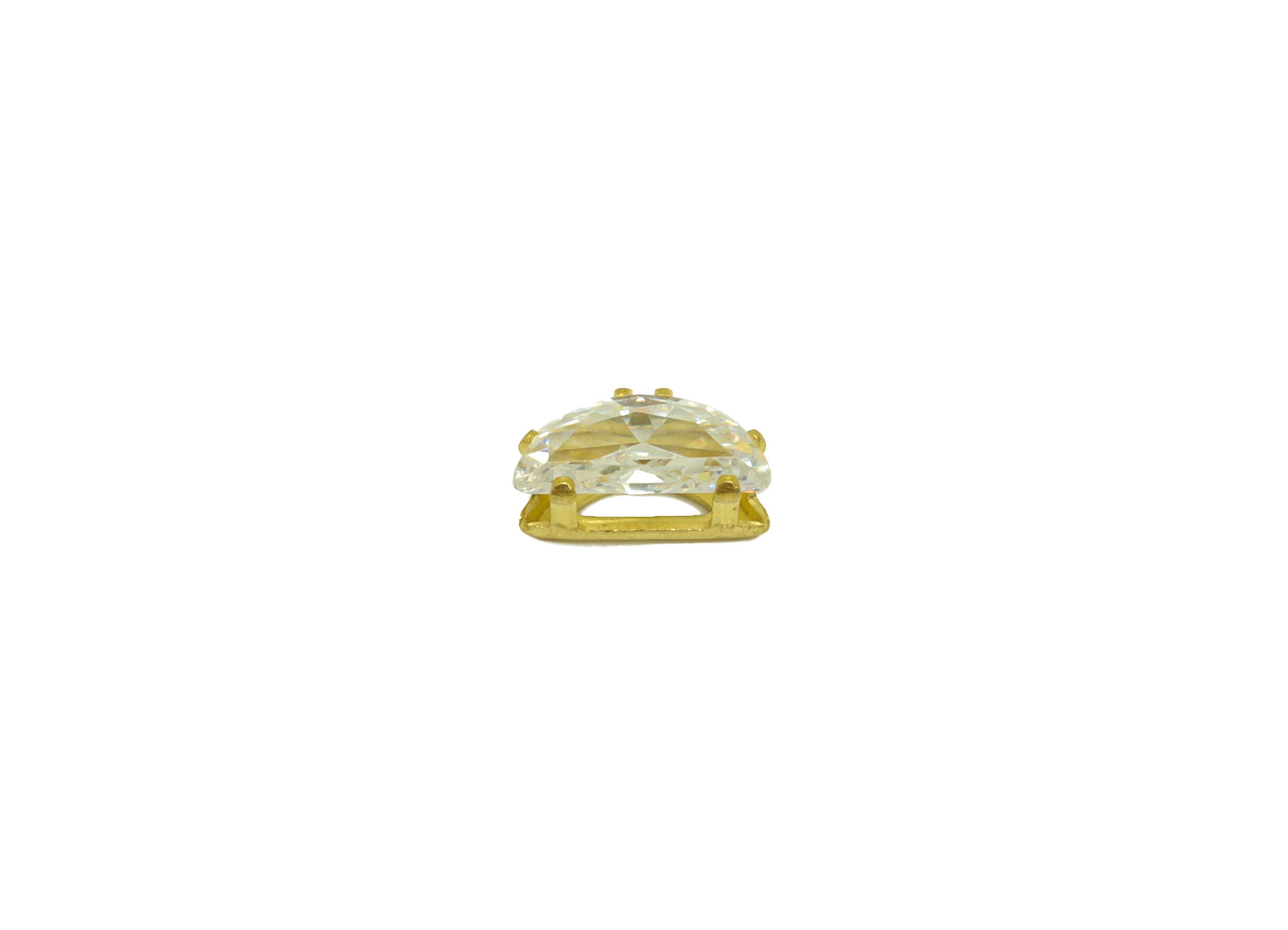 7mm Brass CZ Moon Earring Charm - Raw Brass Diamond Pendant - Brass Cubic Zircon Diamond Charm - Semicircle Zircon Charm - 7x3x3mm - PP10534 - DOMEDBAZAAR