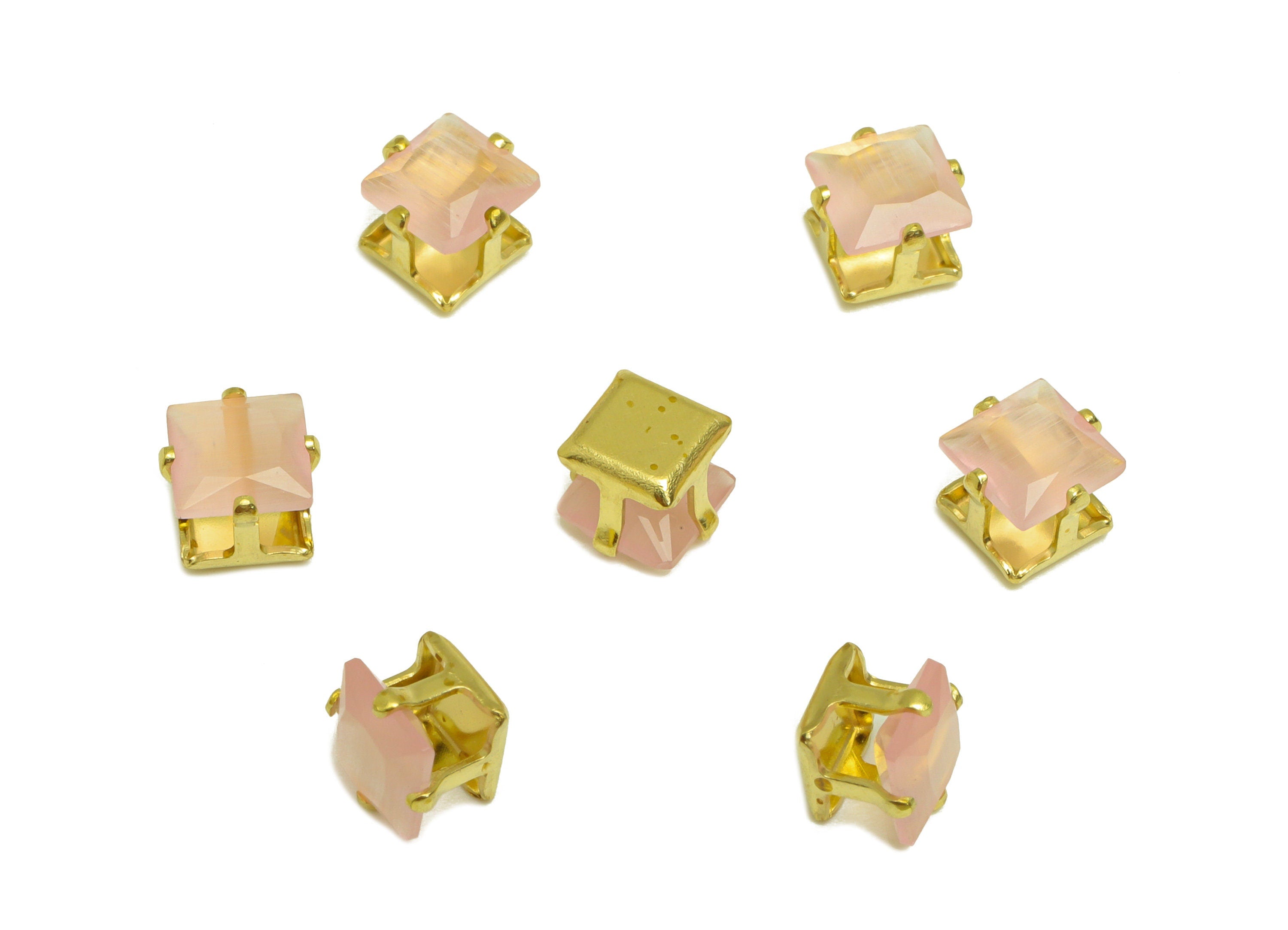 5mm Brass CZ Oval Earring Charm - Raw Brass Pink Diamond Pendant - Brass Pink Zircon Diamond Charm - Jewelry Making - 5x5x4.9mm - PP10521B - DOMEDBAZAAR
