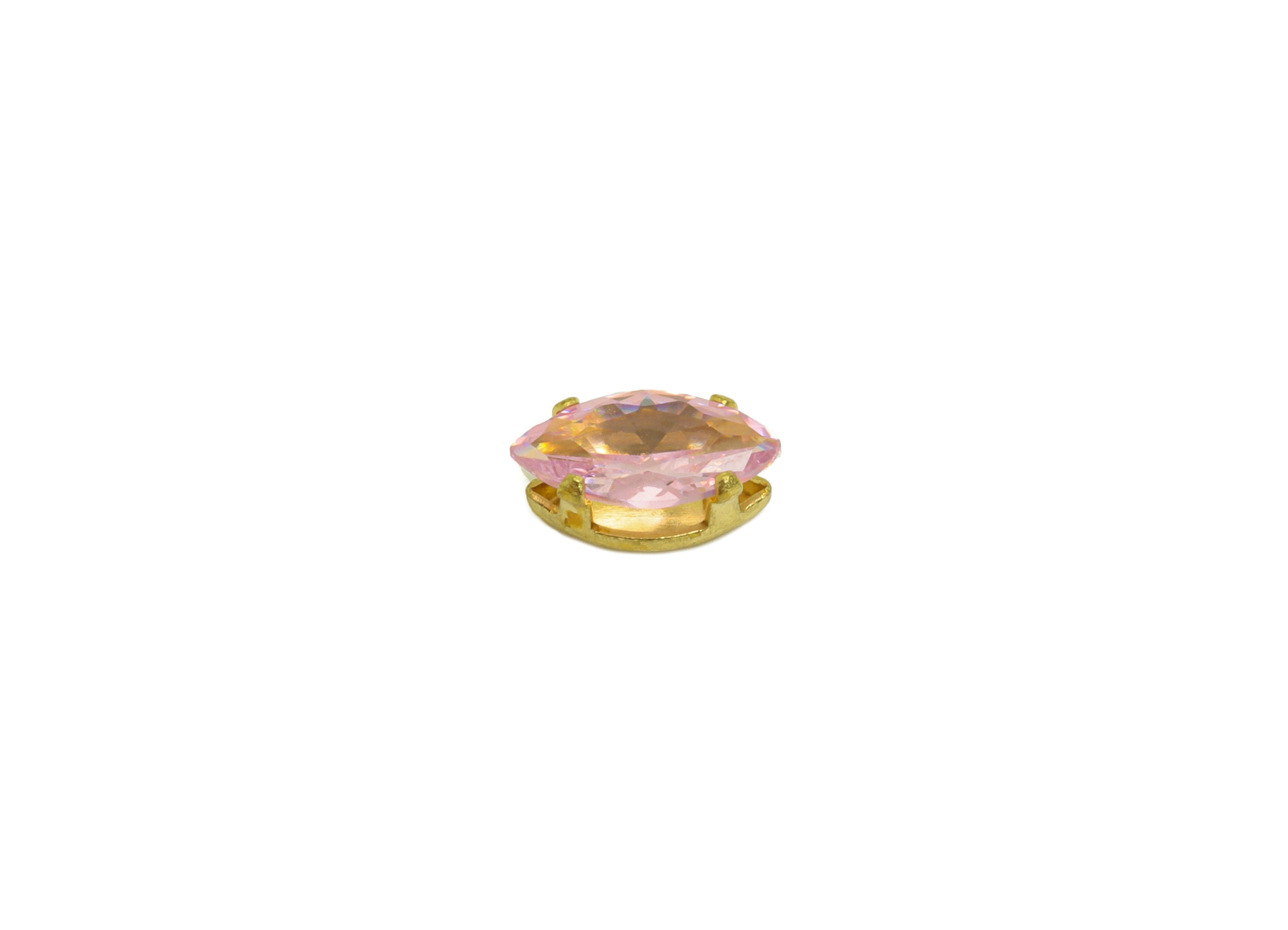 4x8mm Brass CZ Marquise Earring Charm - Raw Brass Diamond Charm - Brass Pink Zircon Charm - For Ring - For Necklace - 8x4x3.9mm - PP10530 - DOMEDBAZAAR
