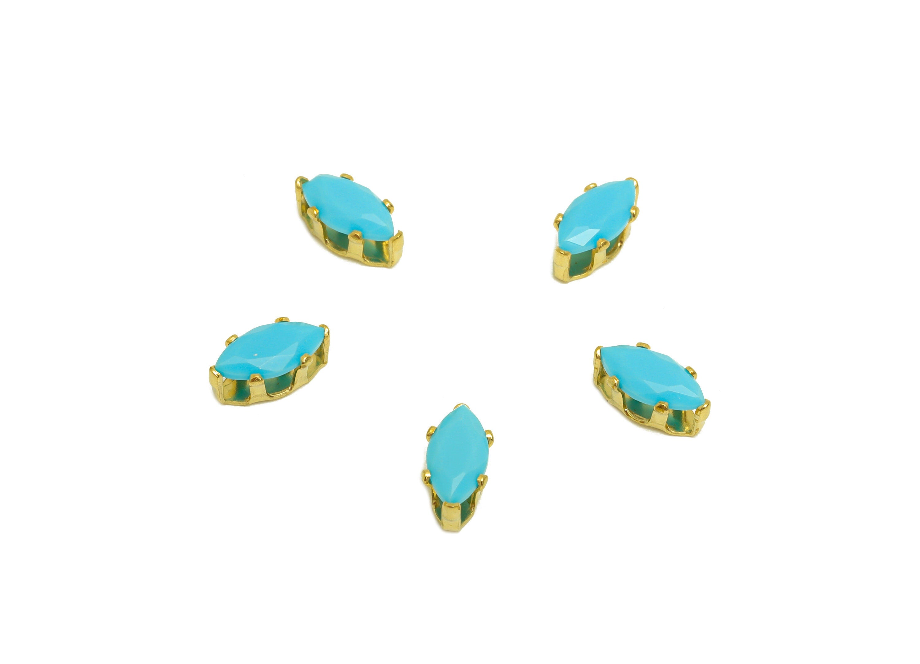 4x8mm Brass CZ Marquise Earring Charm - Raw Brass Diamond Charm - Brass Blue Cubic Zircon Charm - For Ring - For Necklace - 8x4x4mm -PP10536 - DOMEDBAZAAR