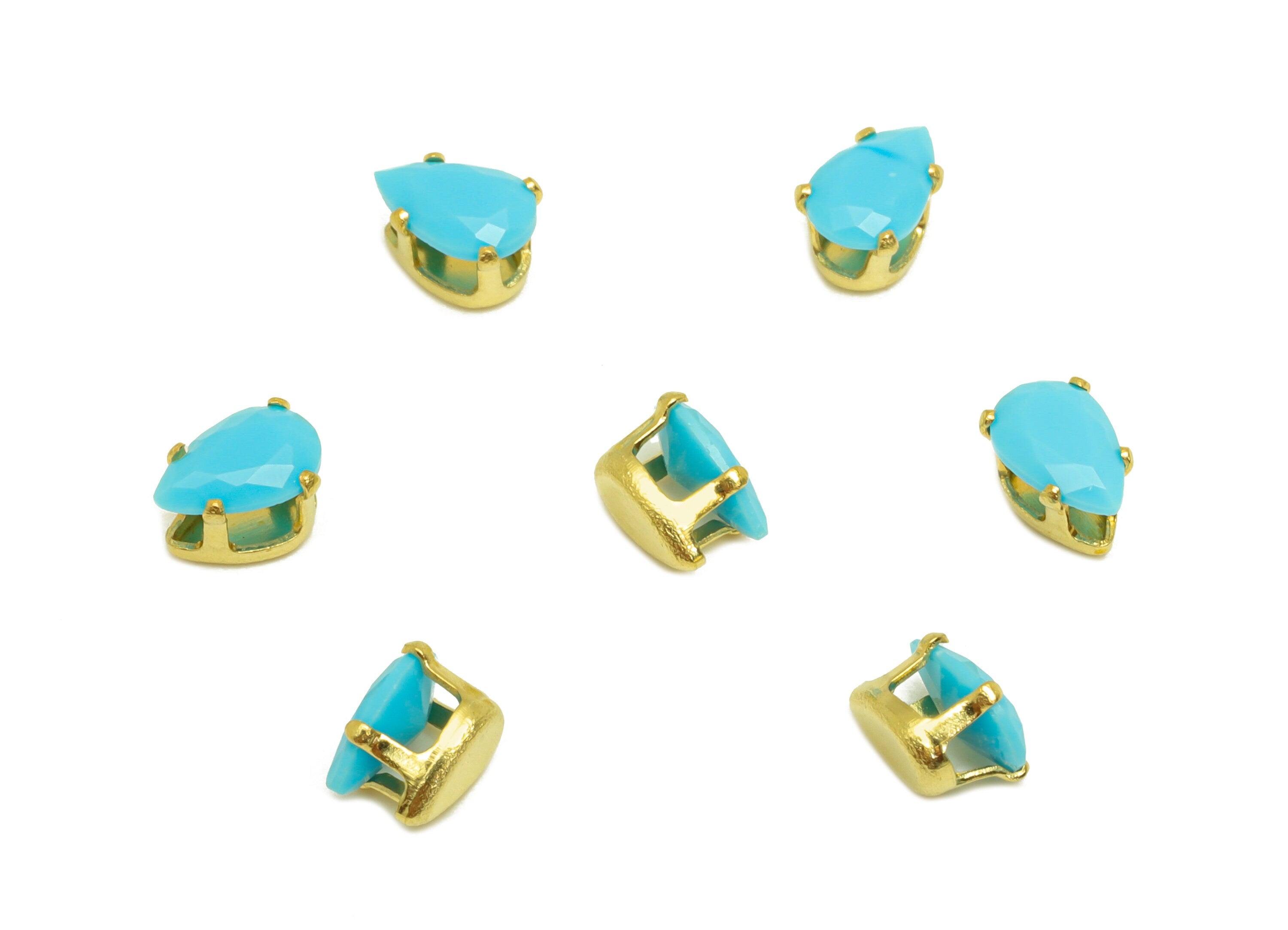 4x6mm Brass CZ Teardrop Earring Charm - Raw Brass Diamond Charm - Brass Blue Cubic Zircon Charm - For Ring - For Necklace - 6x4x4mm -PP10526 - DOMEDBAZAAR