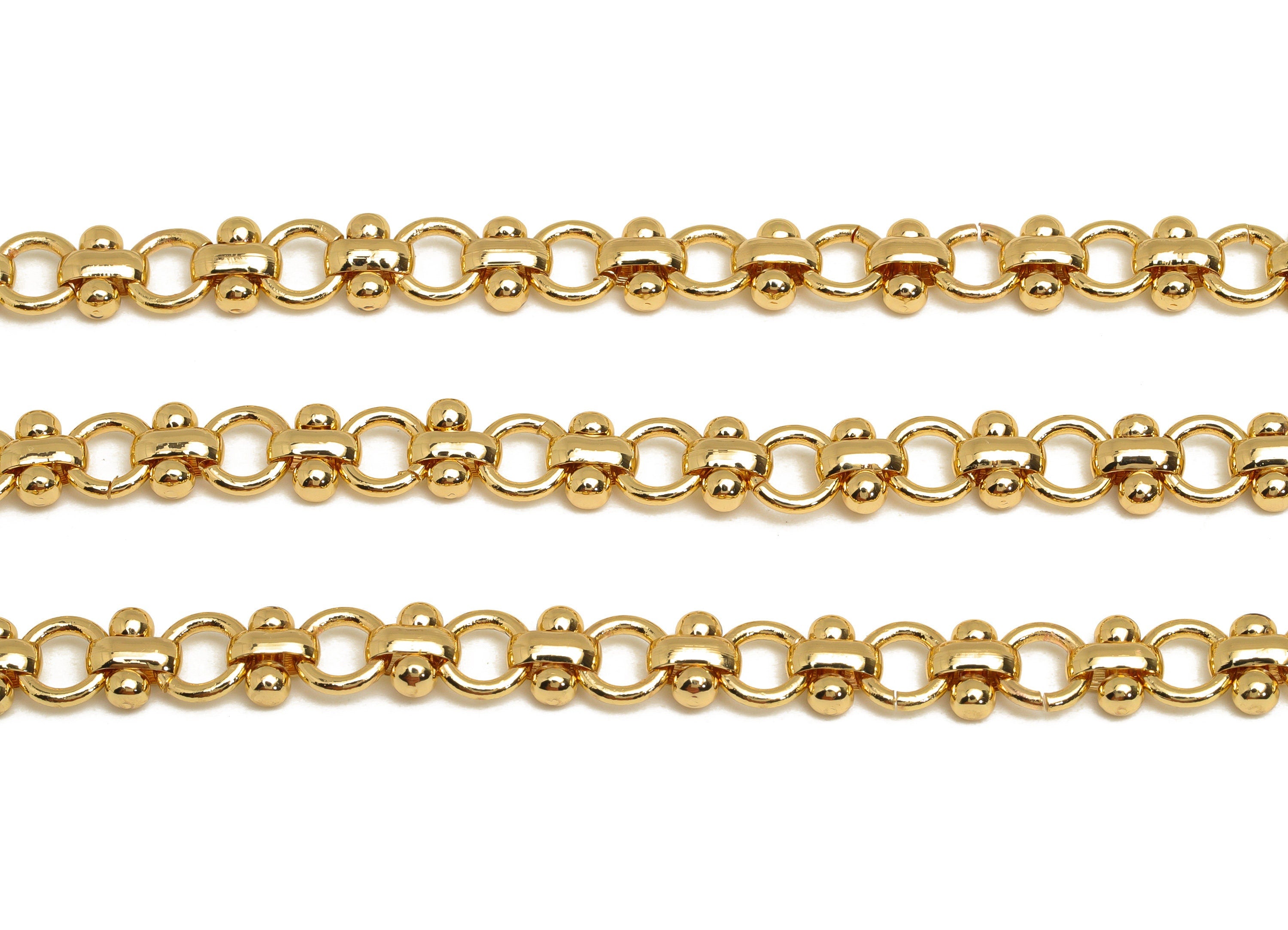 Brass Gold Handmade Chain - Brass Oval Link Chain - Brass Handmade Link Chain - Barbell Handmade - 18K Real Gold Plating - 10x6x3mm -RGP6763 - DOMEDBAZAAR