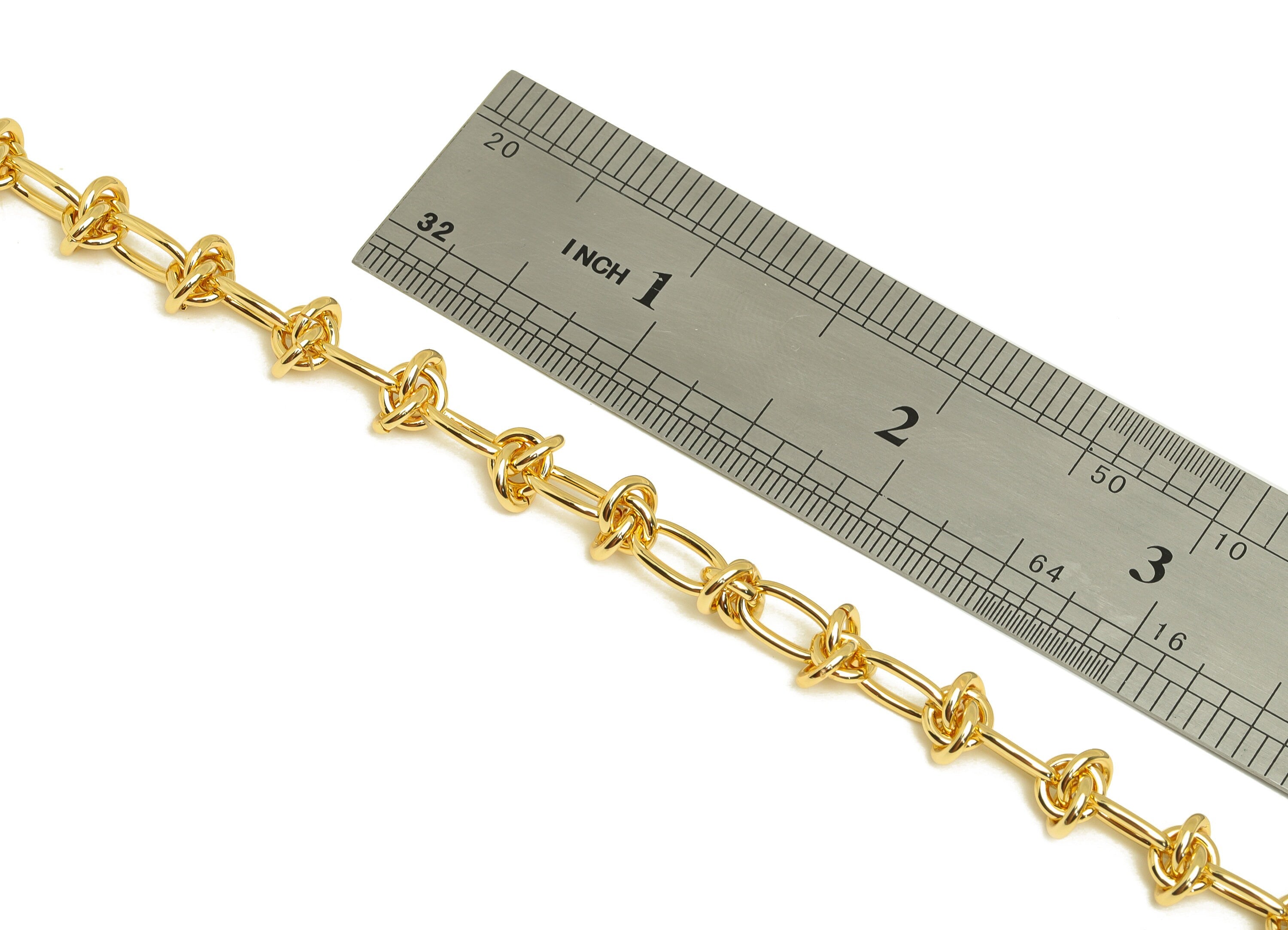 Brass Gold Knot Chain - Brass Thick Chunky Chian - Brass Bracelet Chain - Knot Oval Chain - 18K Real Gold Plating -15x5x1.18mm-RGP6743 - DOMEDBAZAAR