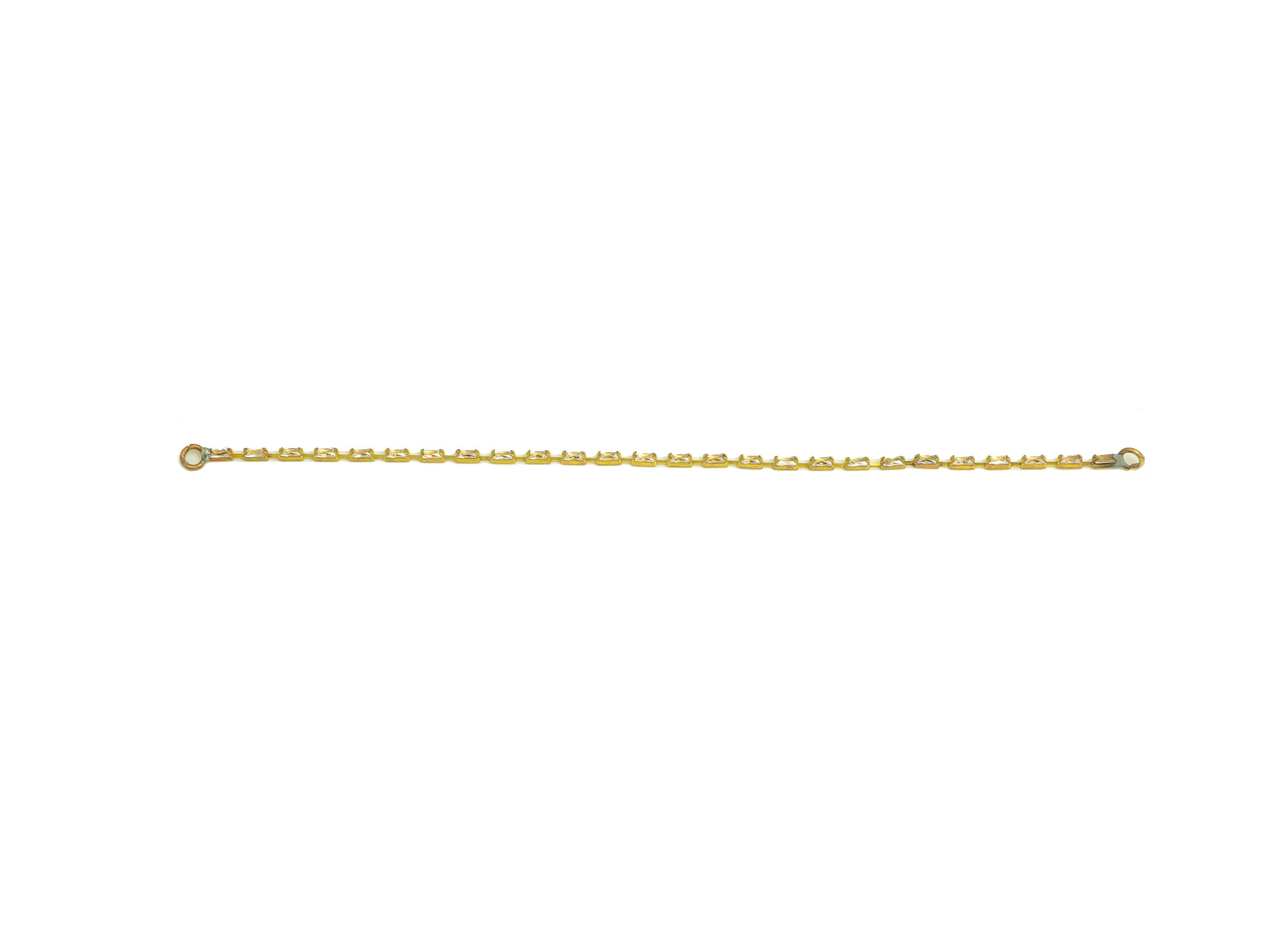 9cm Brass CZ Tassel Earring Connector - Brass Rectangle Zircon Tassel Charms - Brass Cubic Zircon Chain Dangle Charm - 9x1x1.3mm - PP10632-9 - DOMEDBAZAAR