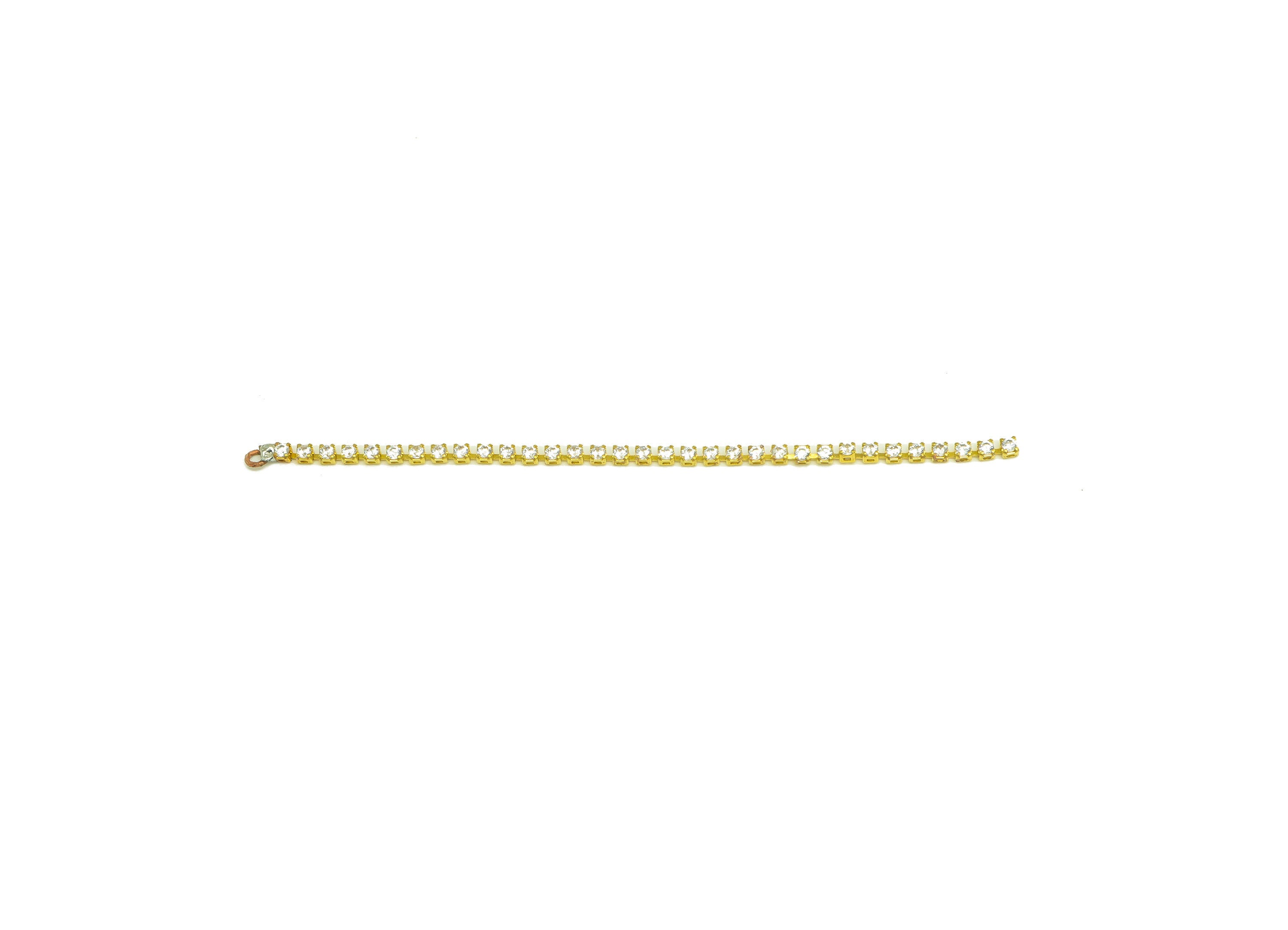 7cm Brass CZ Tassel Earring Charm - Brass Zircon Tassel Beaded Hanging Charms - Brass Cubic Zircon Chain Dangle Charm - 7x1x1mm - PP10629-7 - DOMEDBAZAAR