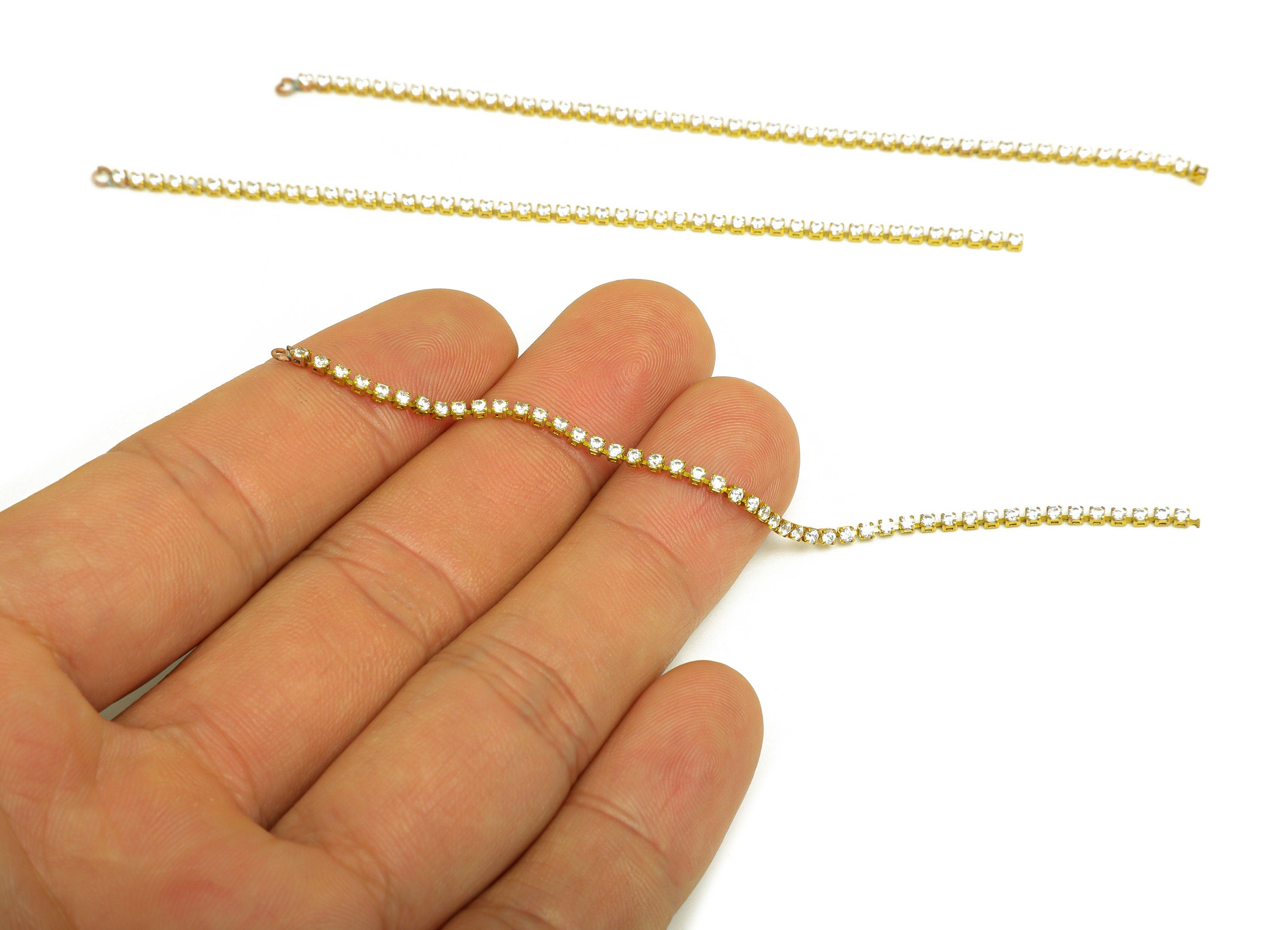 10cm Brass CZ Tassel Earring Charm - Brass Zircon Tassel Beaded Hanging Charms - Brass Cubic Zircon Chain Dangle Charm - 10x1x1mm -PP10629-7 - DOMEDBAZAAR